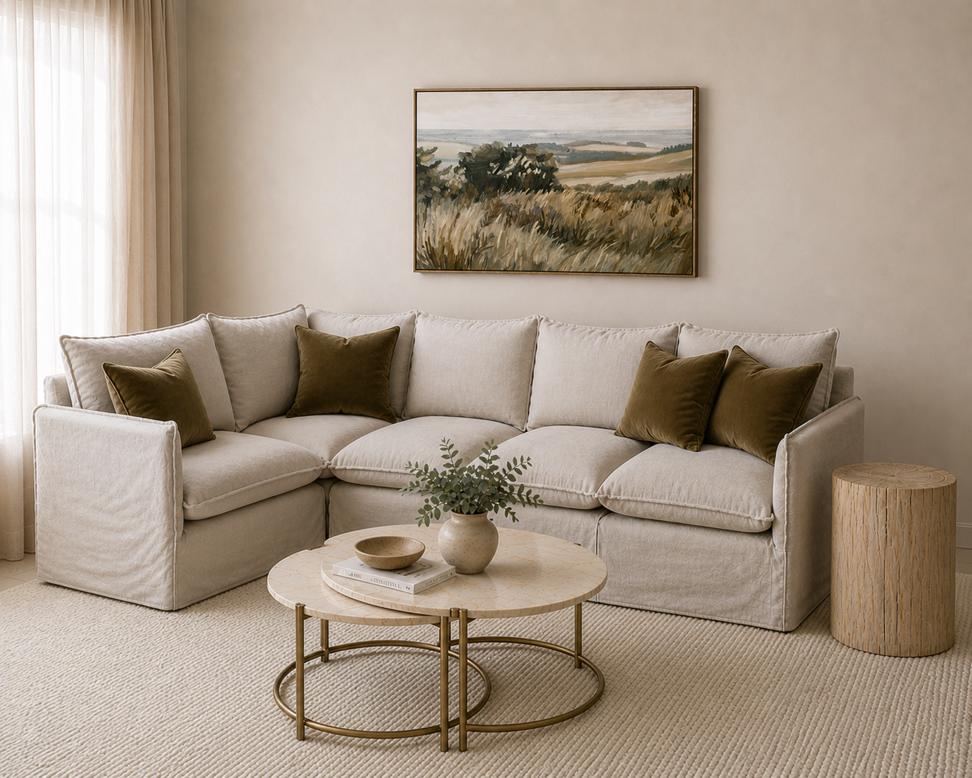Villa modular sofa in natural linen blend – IDO Home