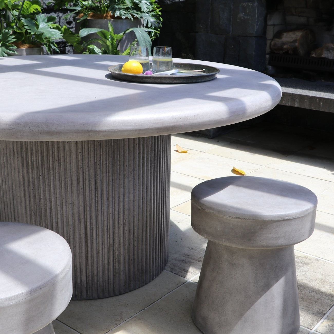 PATRAS ROUND CONCRETE TABLE - GREY
