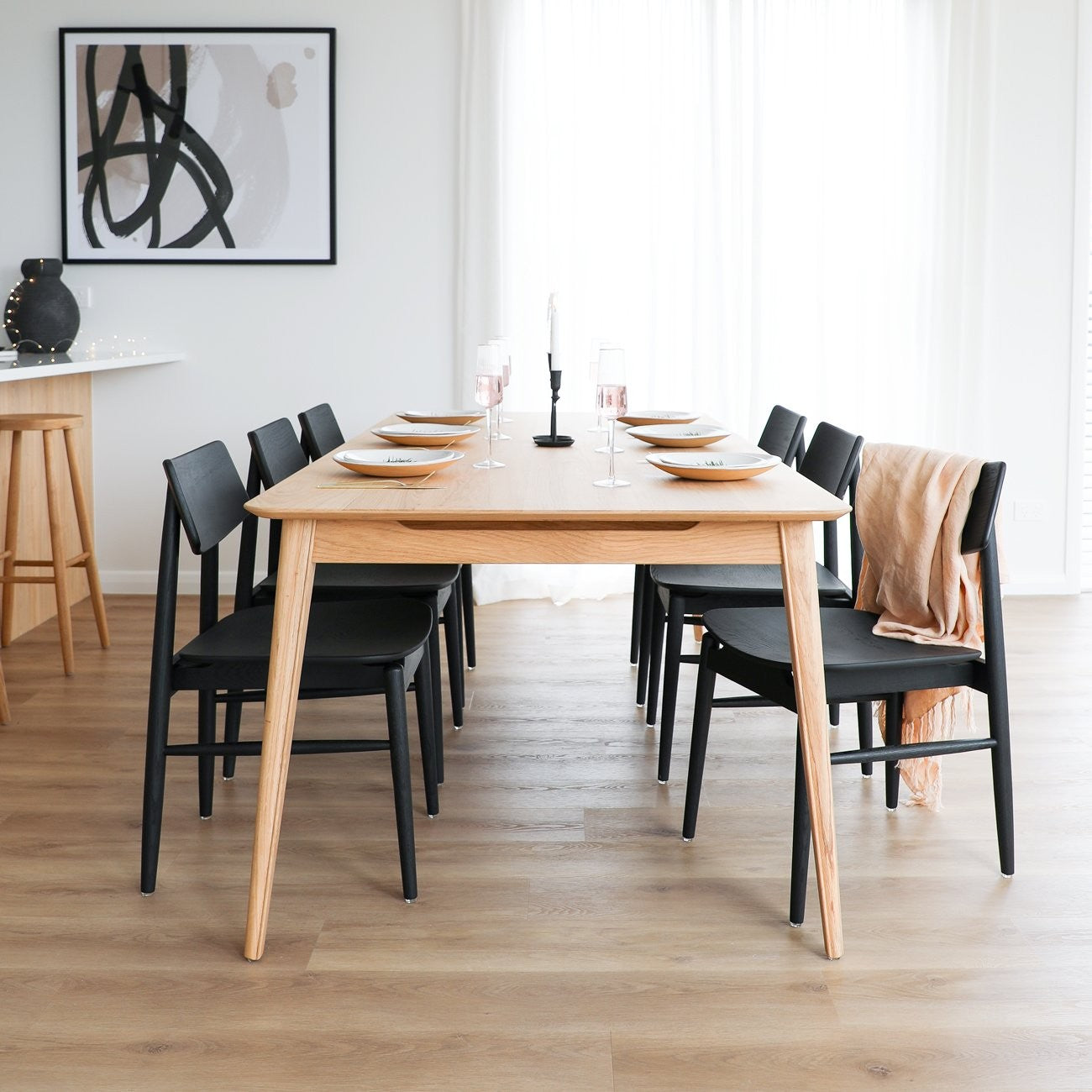 13340 Rokke Dining Table 220cm Oak Black Oslo Square