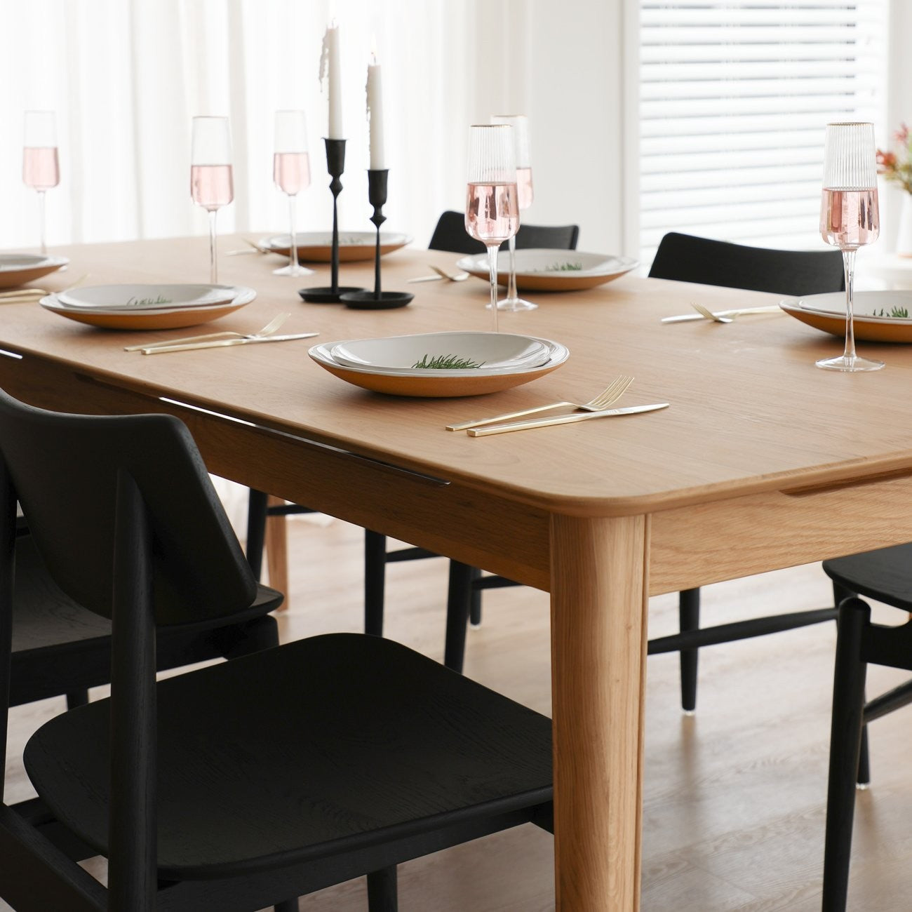 13340 Rokke Dining Table 220cm Oak Black Oslo Square 2