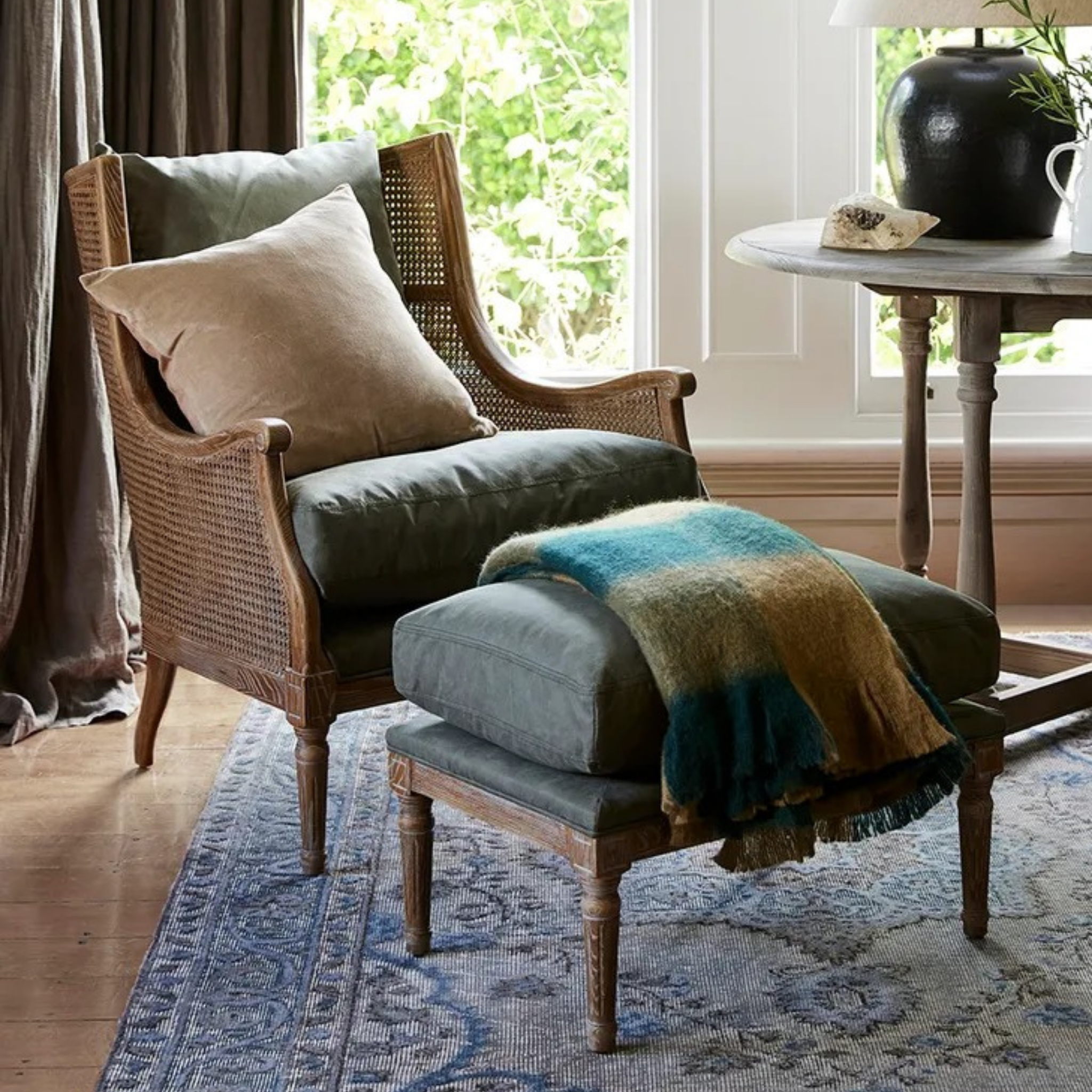 Chester Rattan Armchair - Green