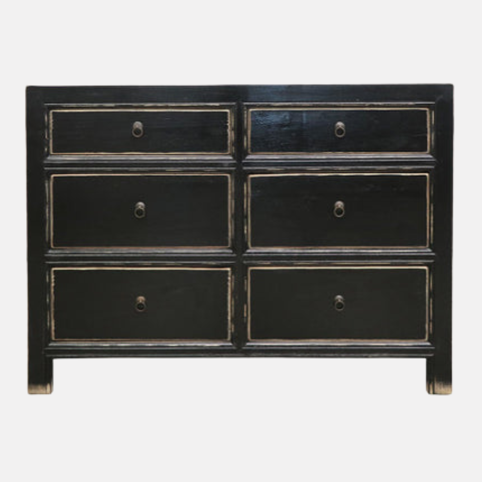 Oriental Dresser 6 Drawer - Black