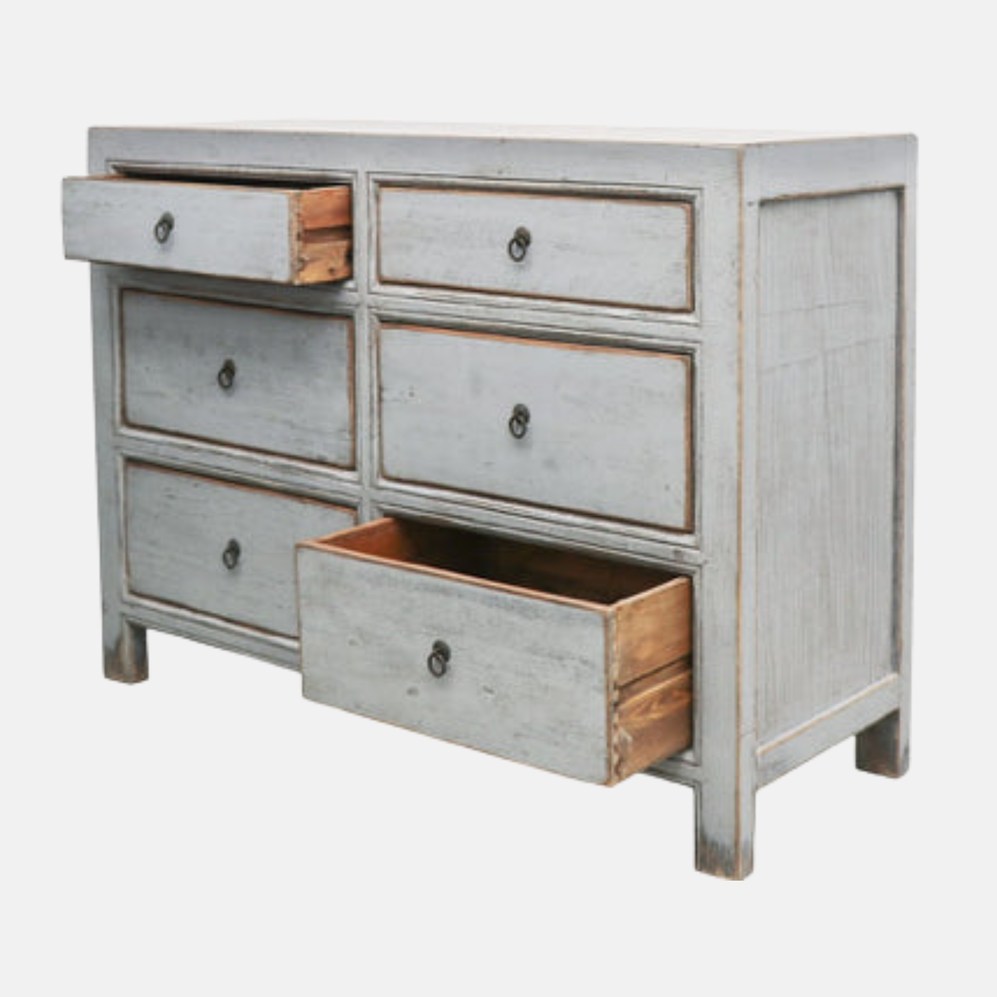 Oriental Dresser 6 Drawer - Vintage Grey