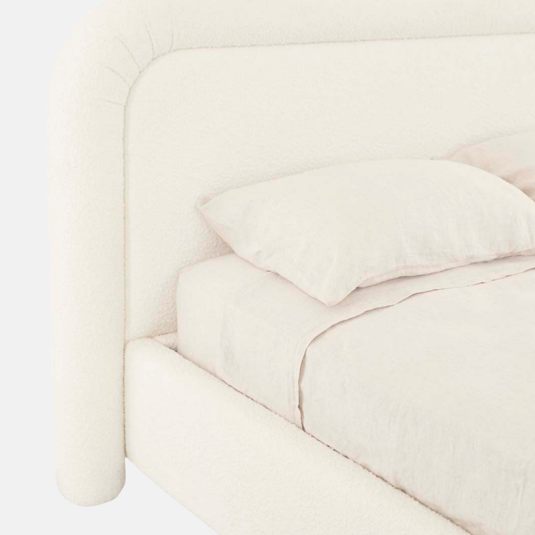 Almos Boucle Bed - Ivory