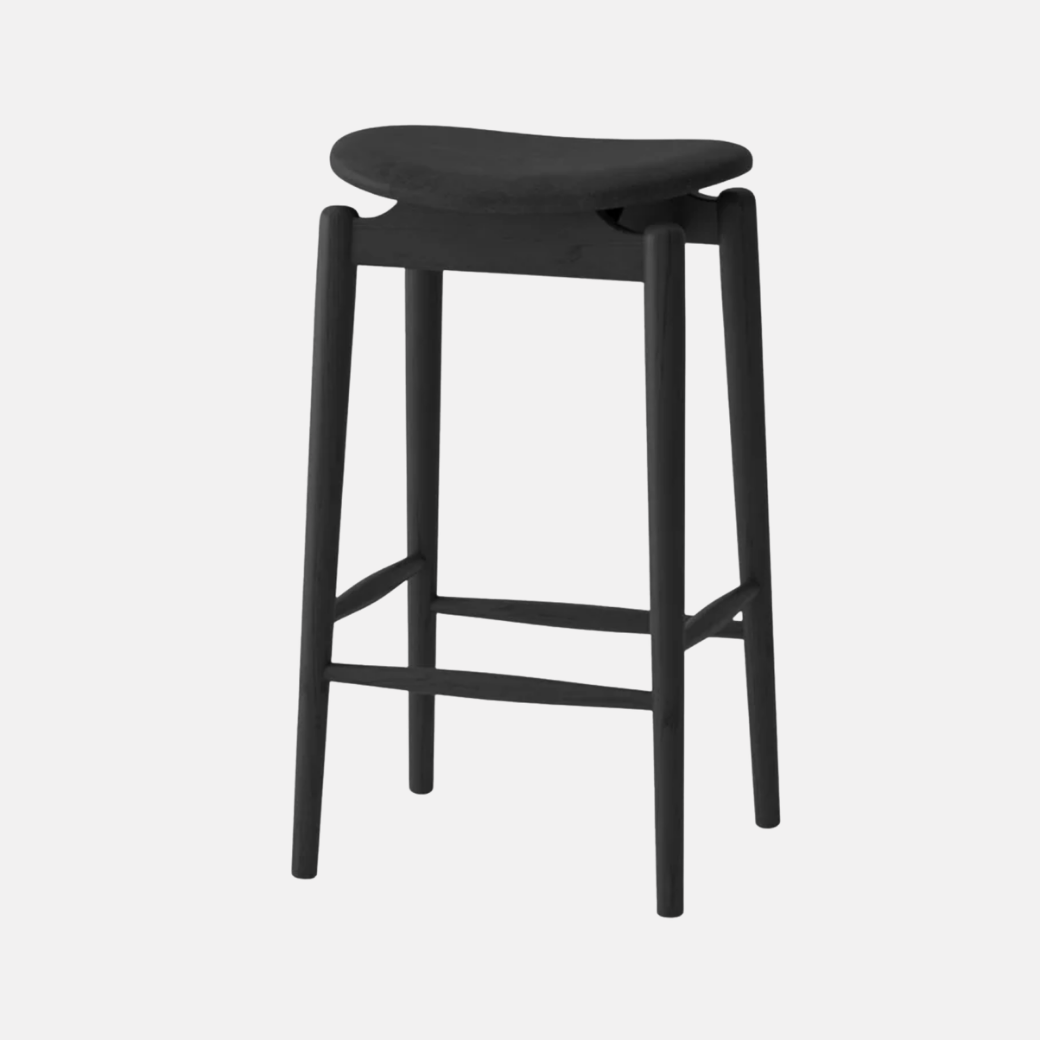 Oslo Bar Stool – Ash Black / Black Leather