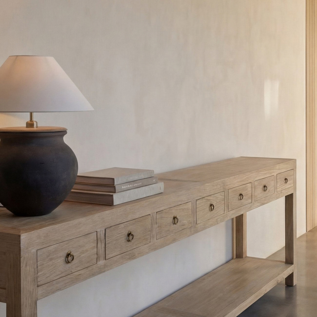 Casa 7 Drawer Console Table – Natural