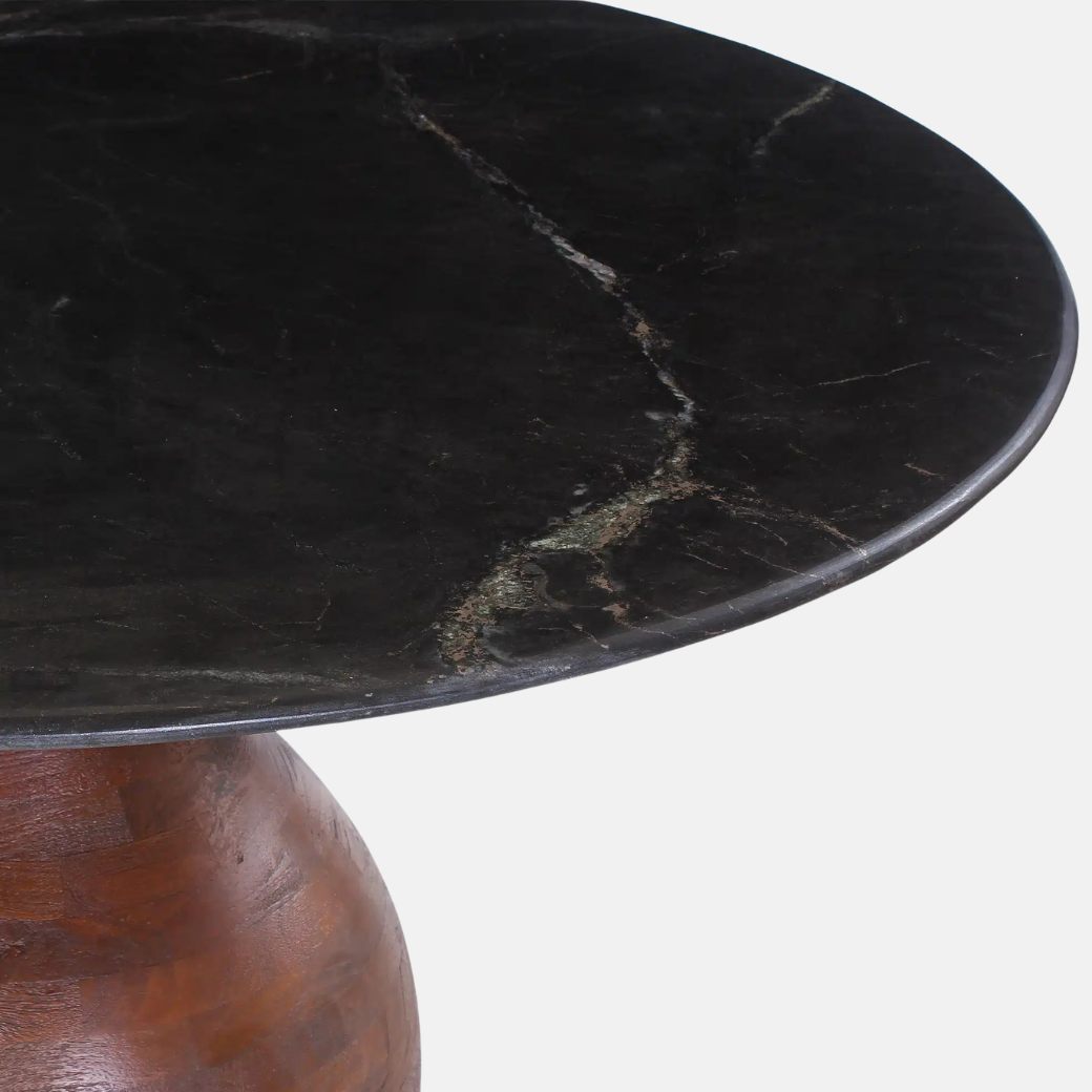 Orb Marble and Wood Round Dining Table