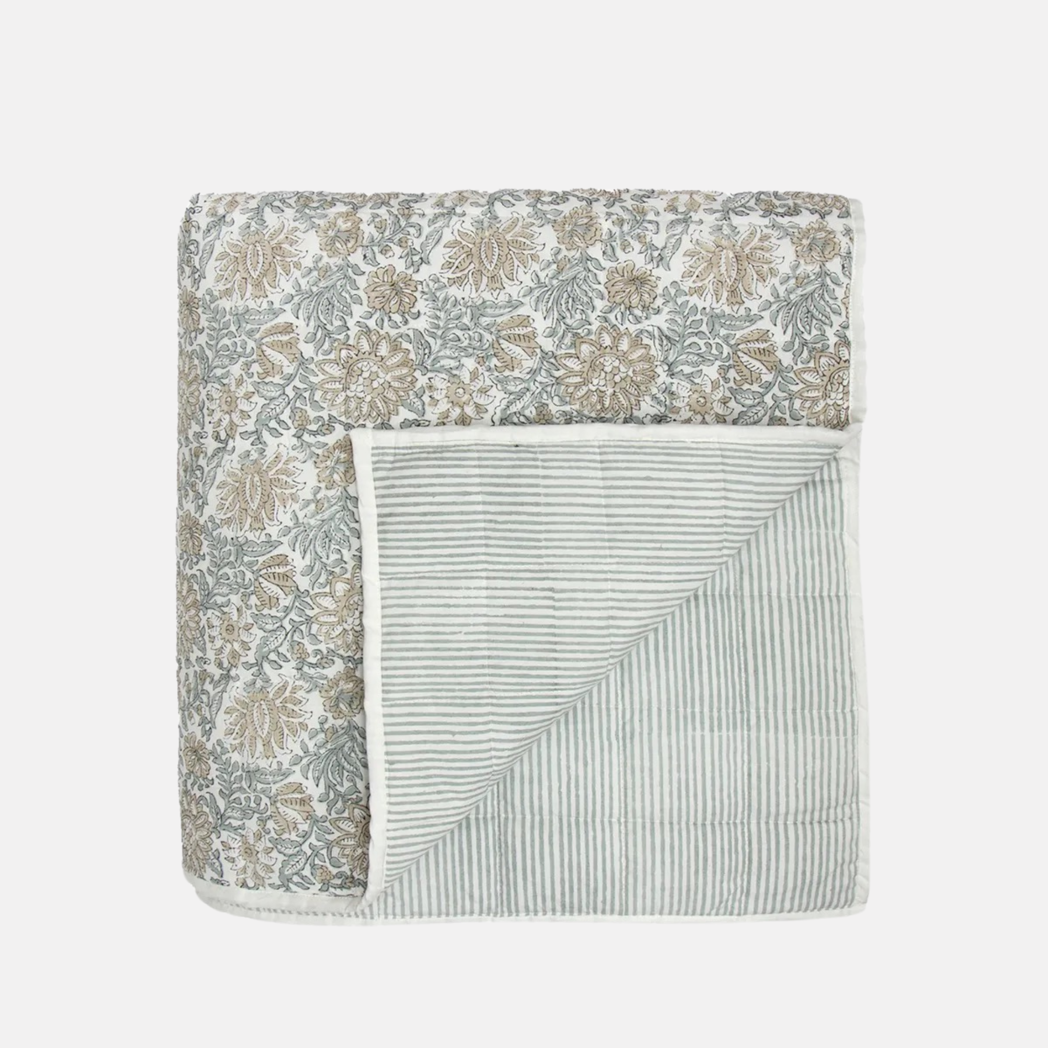 Athena Floral Eiderdown - Blue/Natural