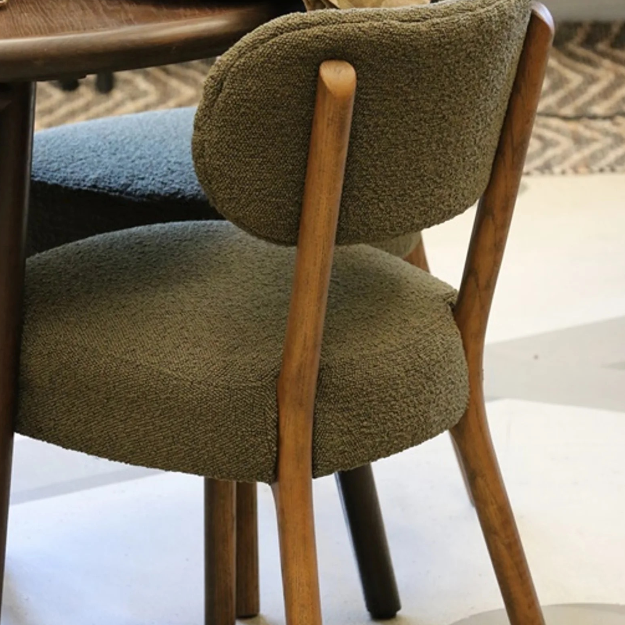 BERLIN DINING BOUCLE CHAIR - GREEN