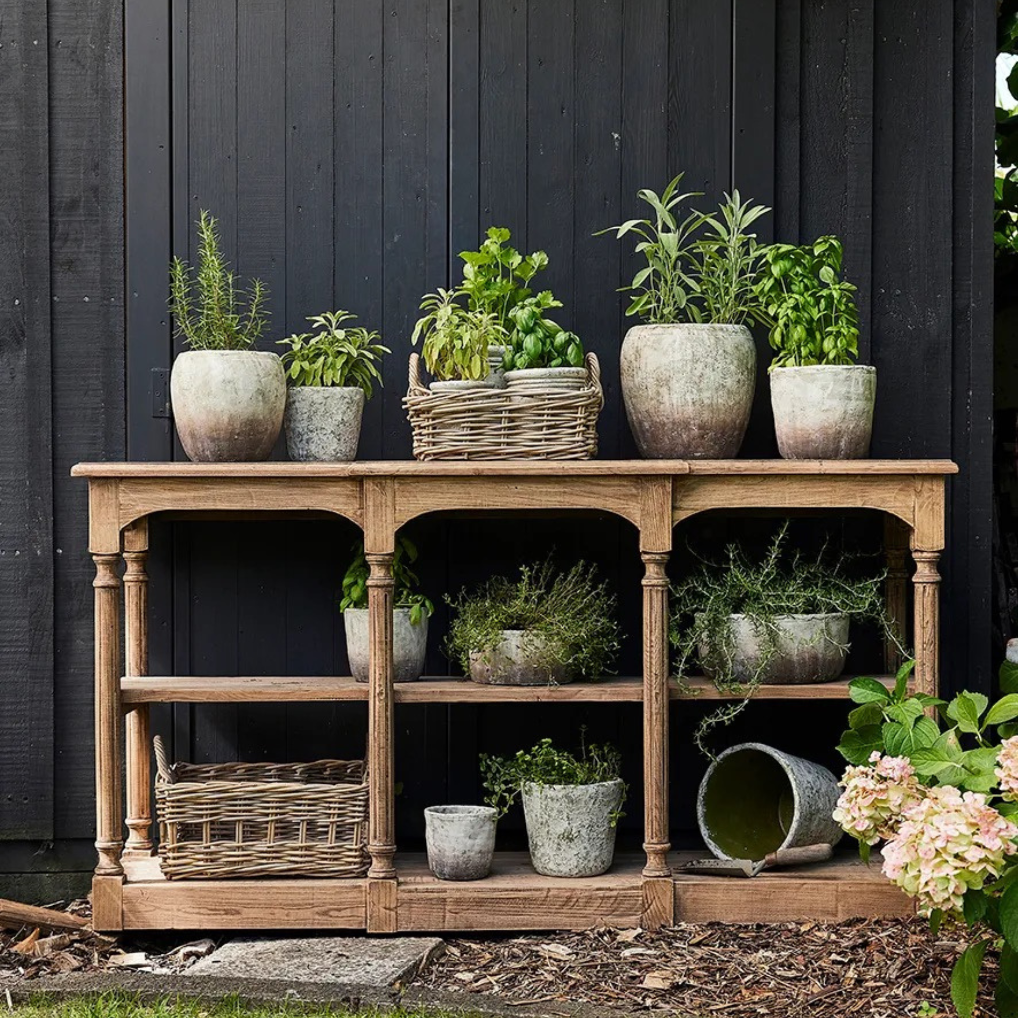 Breakfront Hall Table Reclaimed Oak