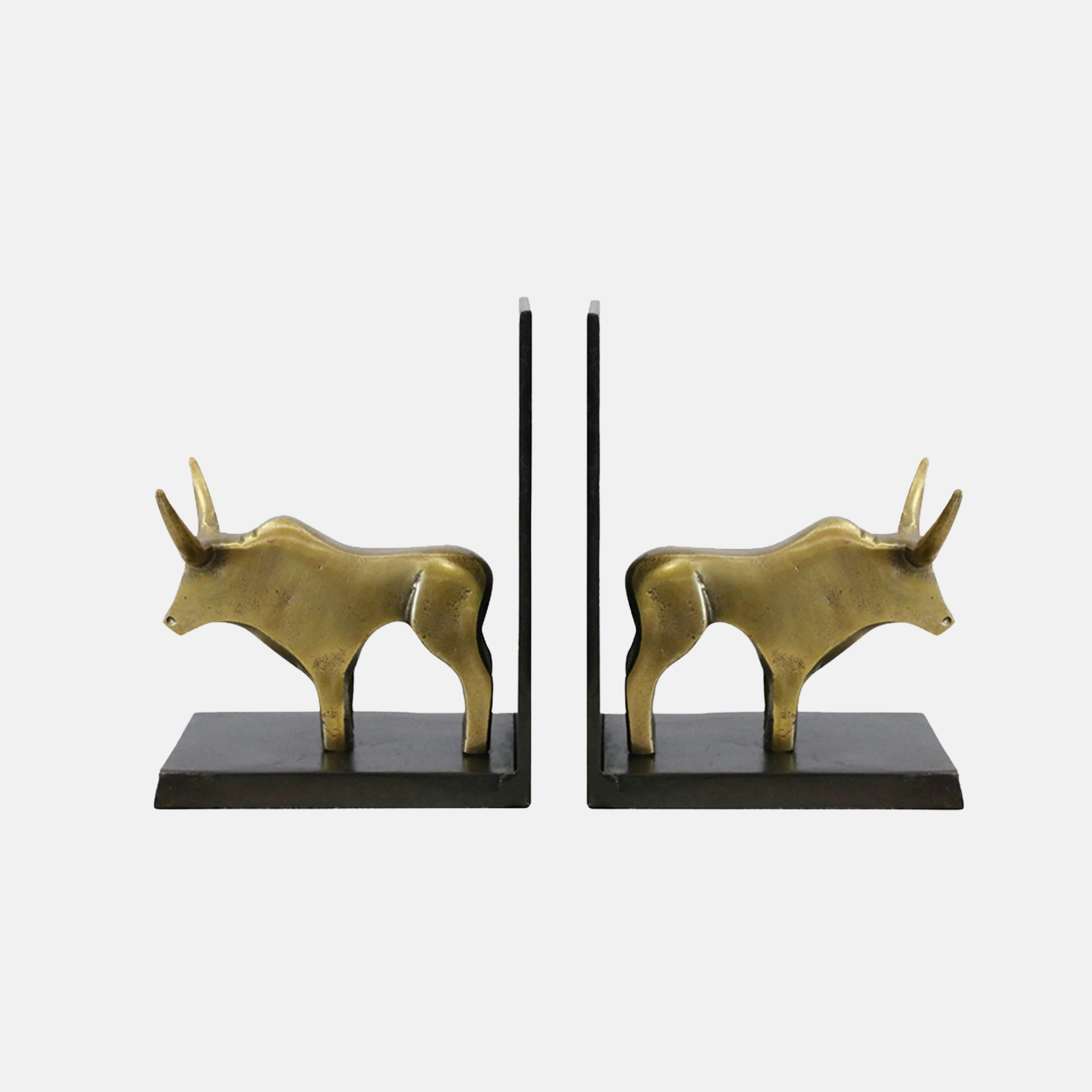 Bull Bookends Brass