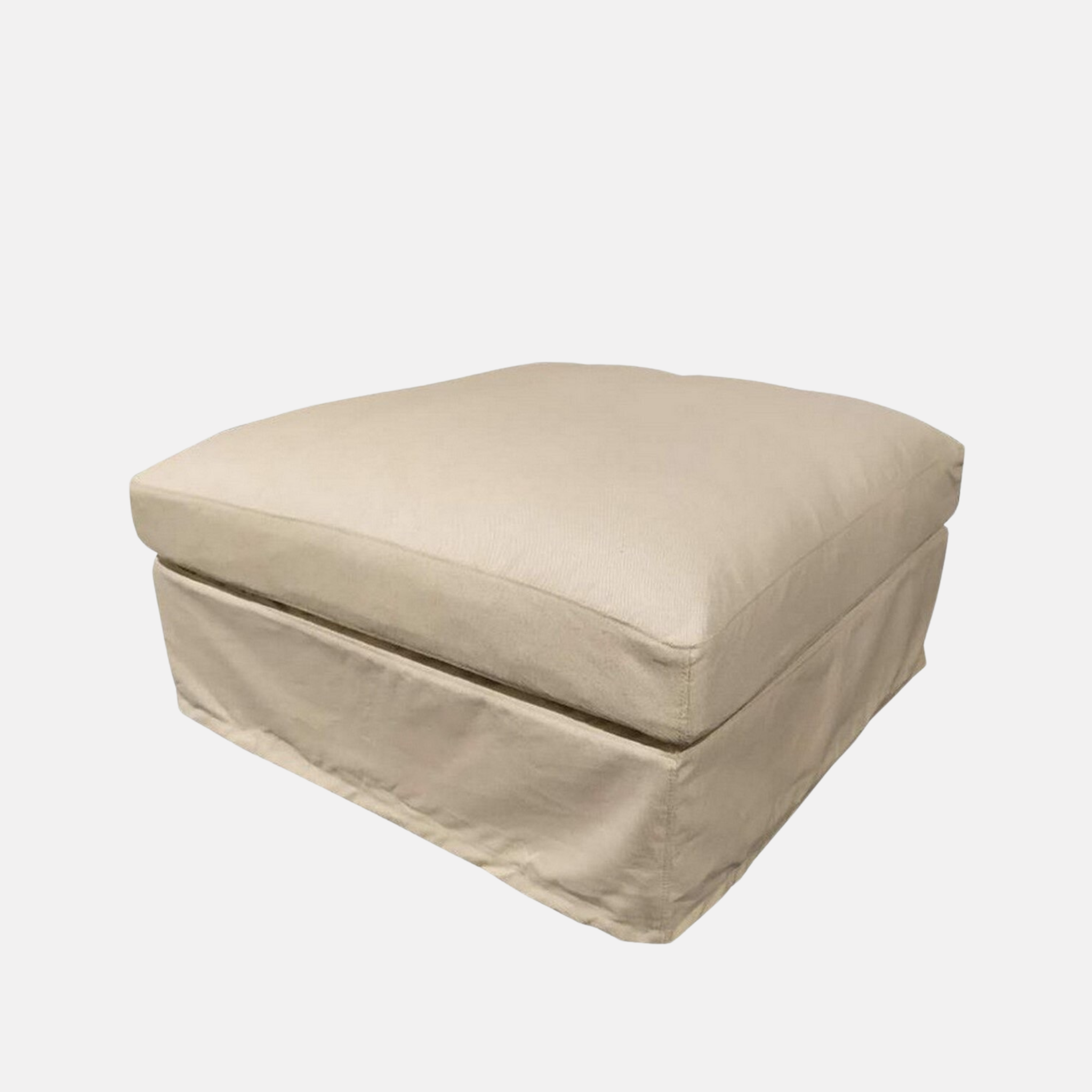 Chalet Slip Cover Ottoman - Salt & Pepper
