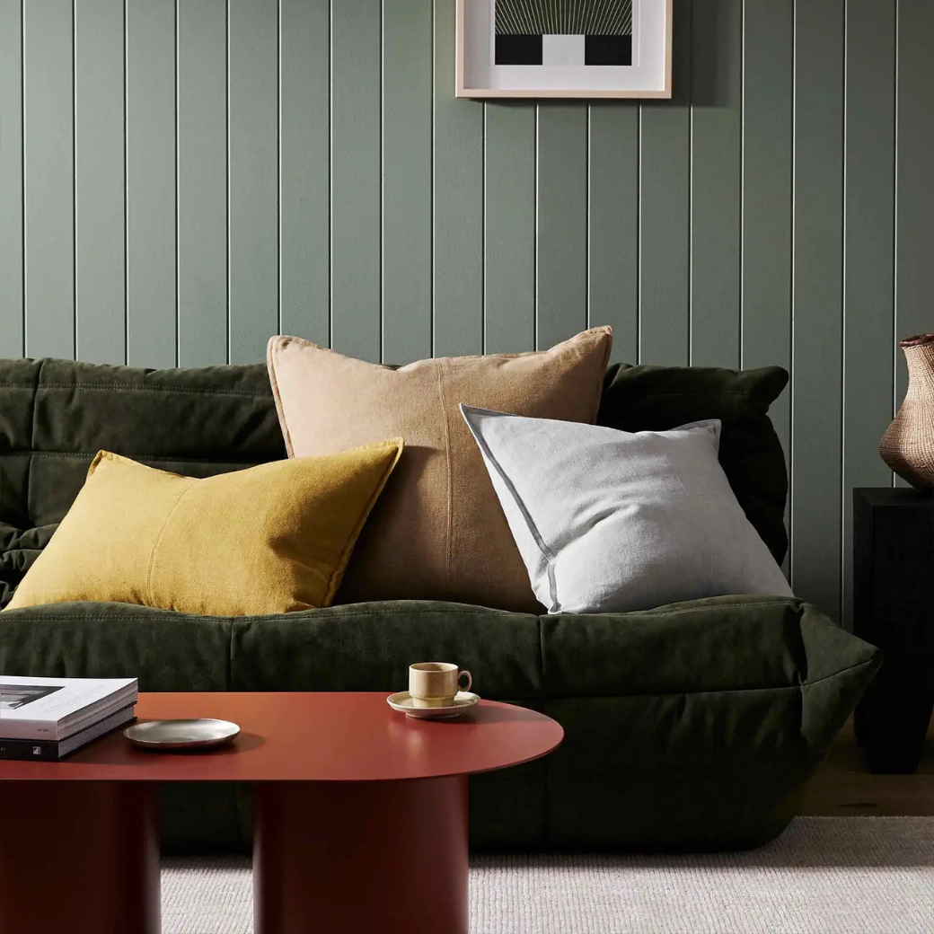 Como Linen Feather Filled Cushion - Moss