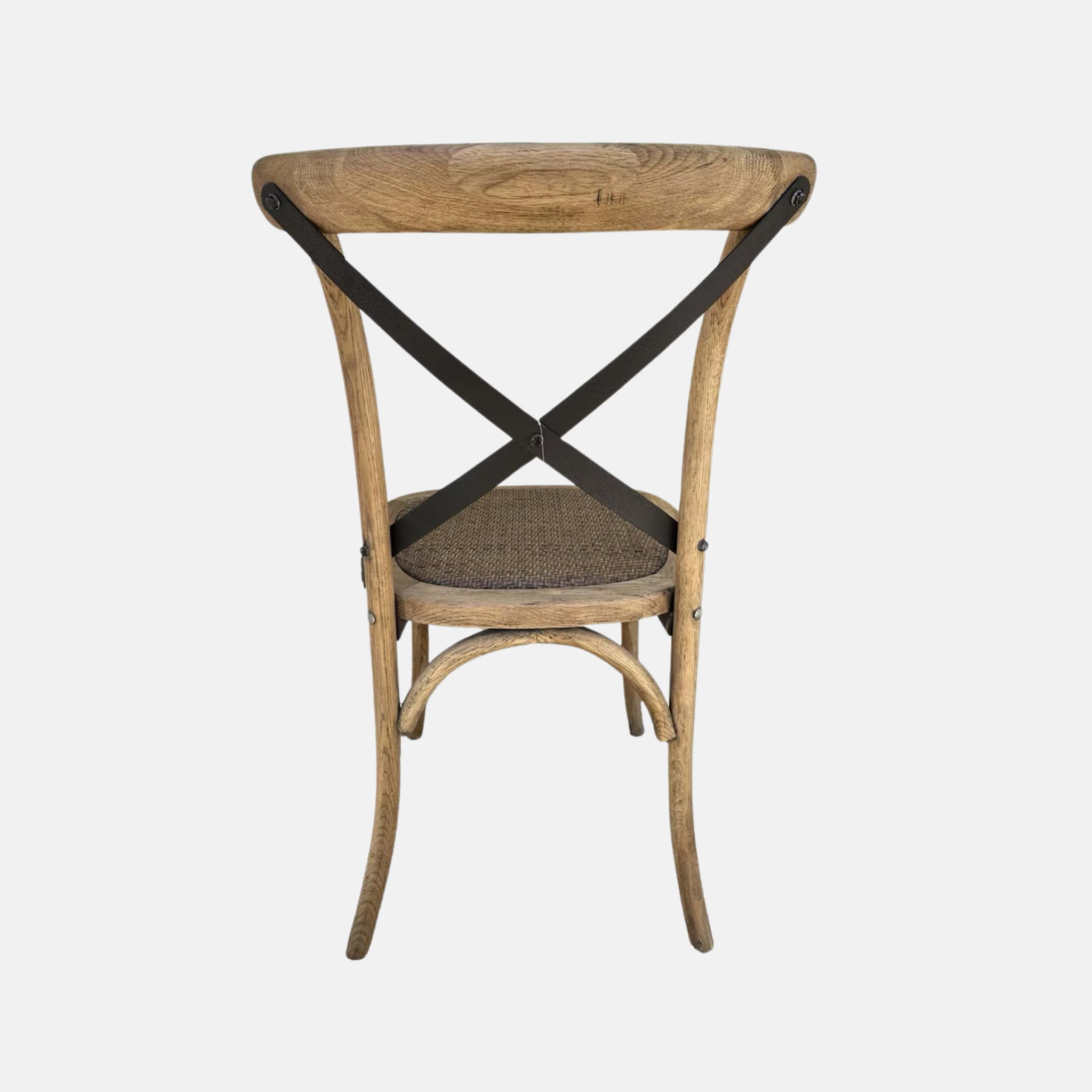 Cross Back Elm Dining Chair - Metal