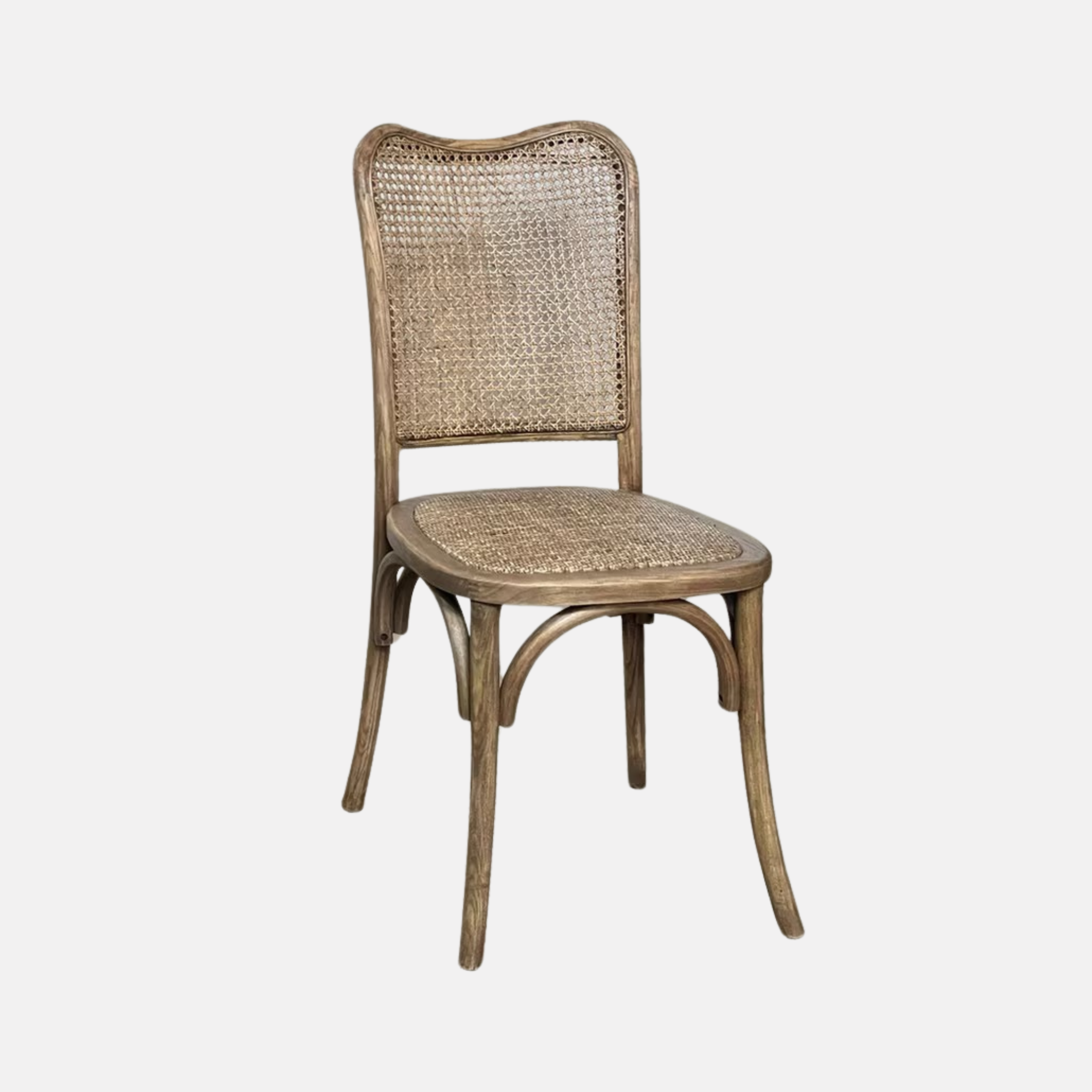 Curved Oak Rattan Dining Chair