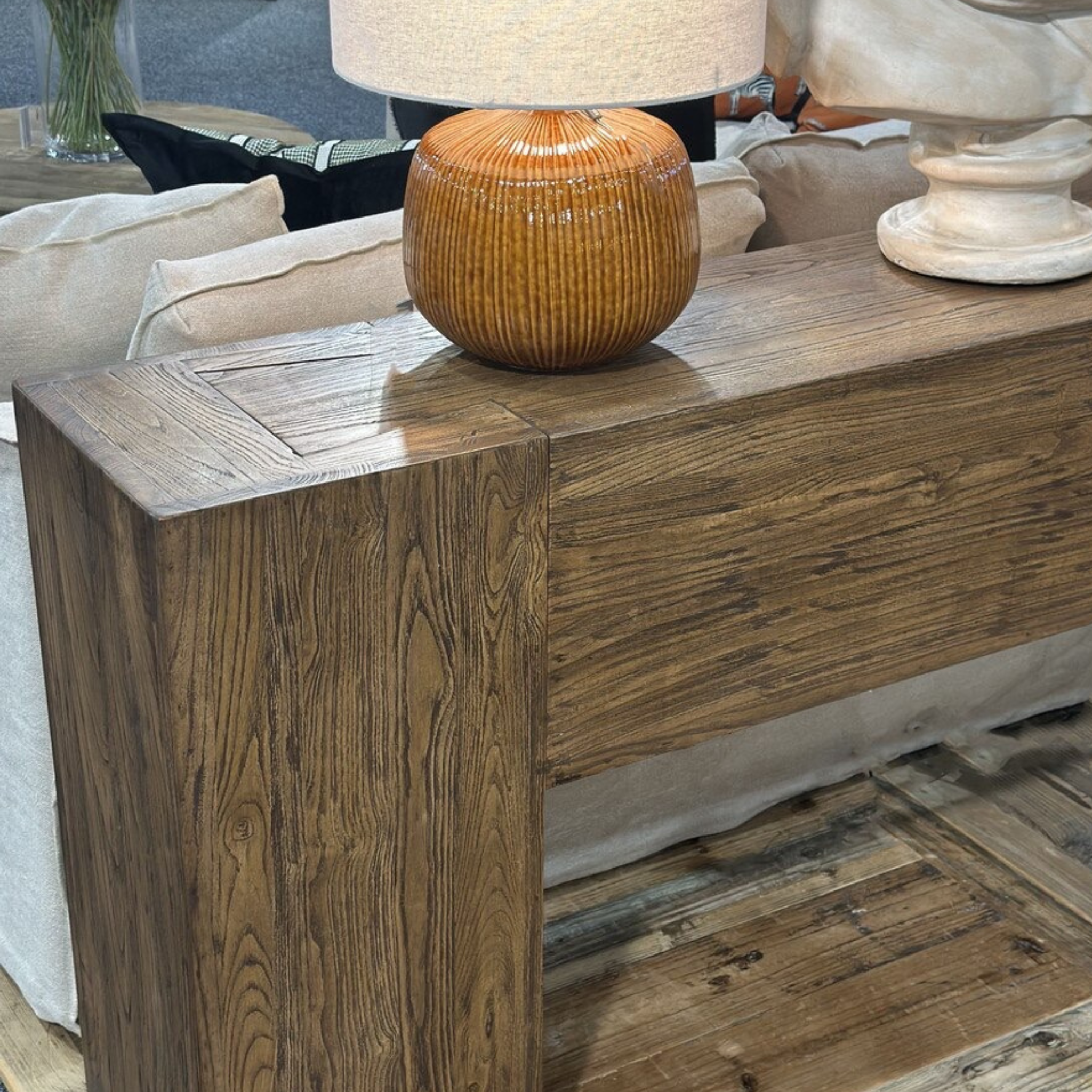 DOVETEAIL BLOCK CONSOLE - ANTIQUE ELM