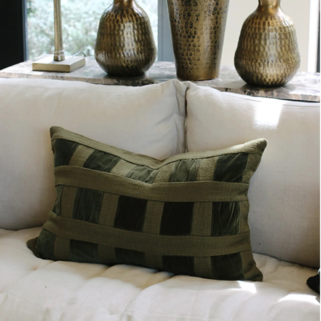 EMERALD VELVET CHECKER CUSHION