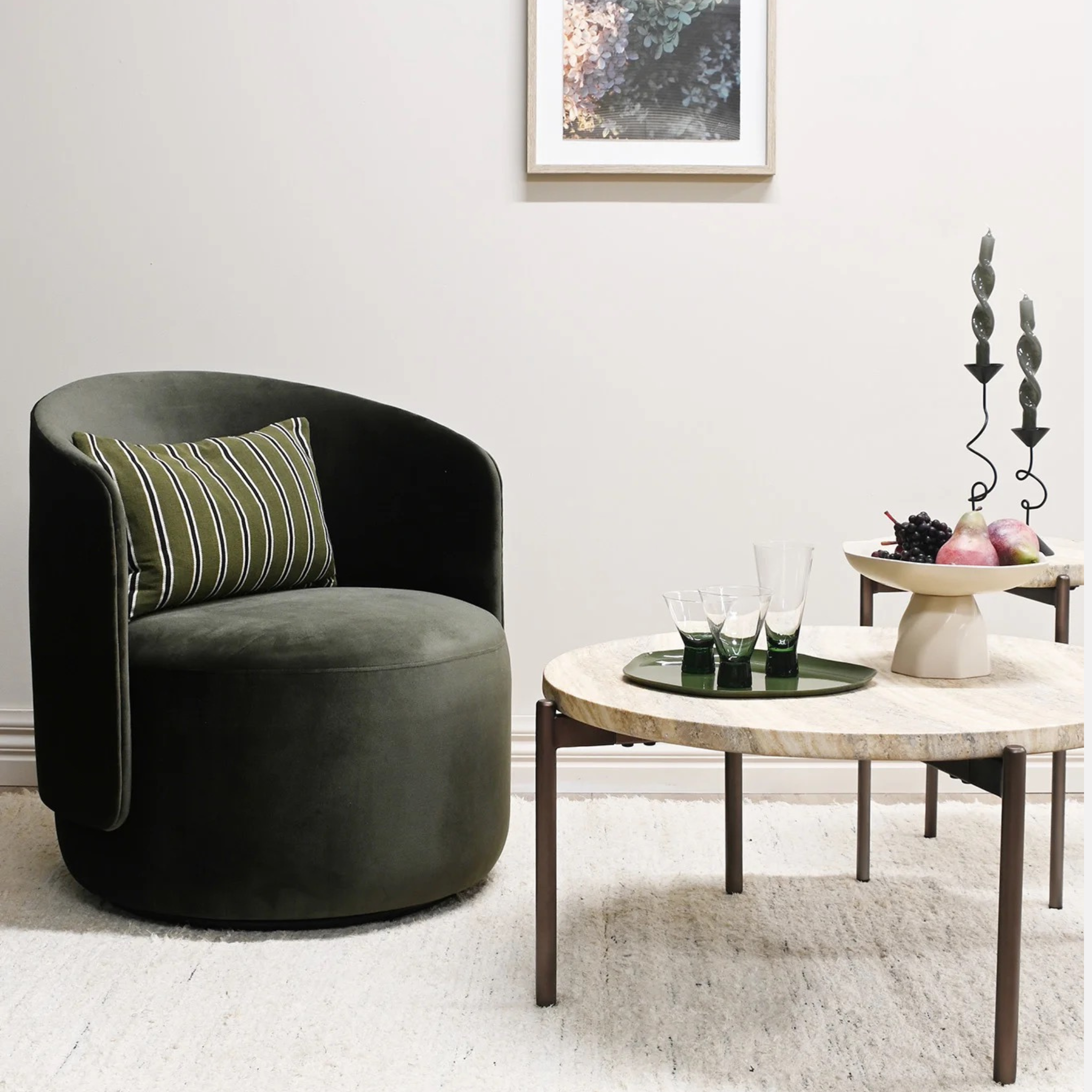 Estella Swivel Armchair - Olive