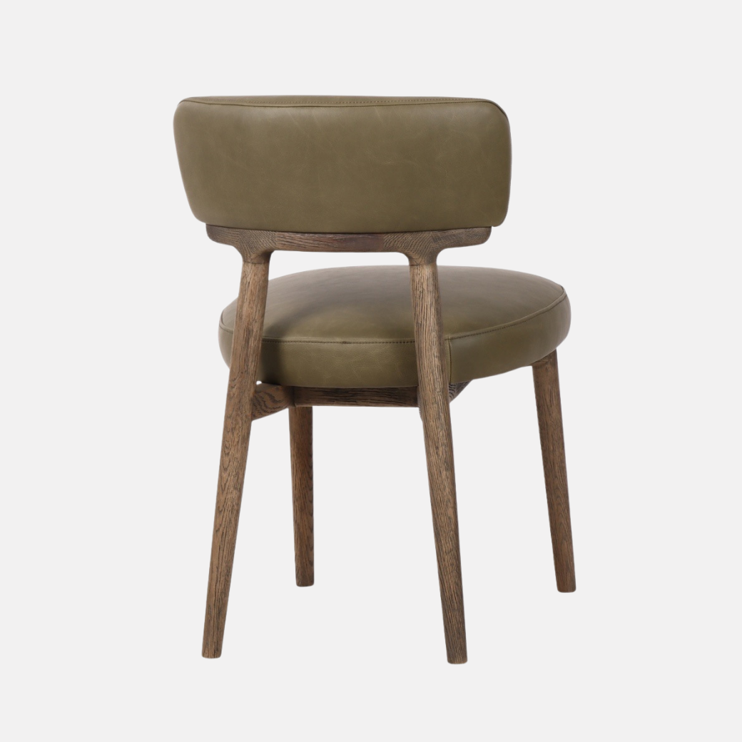 Finn Leather Dining Chair - Olive
