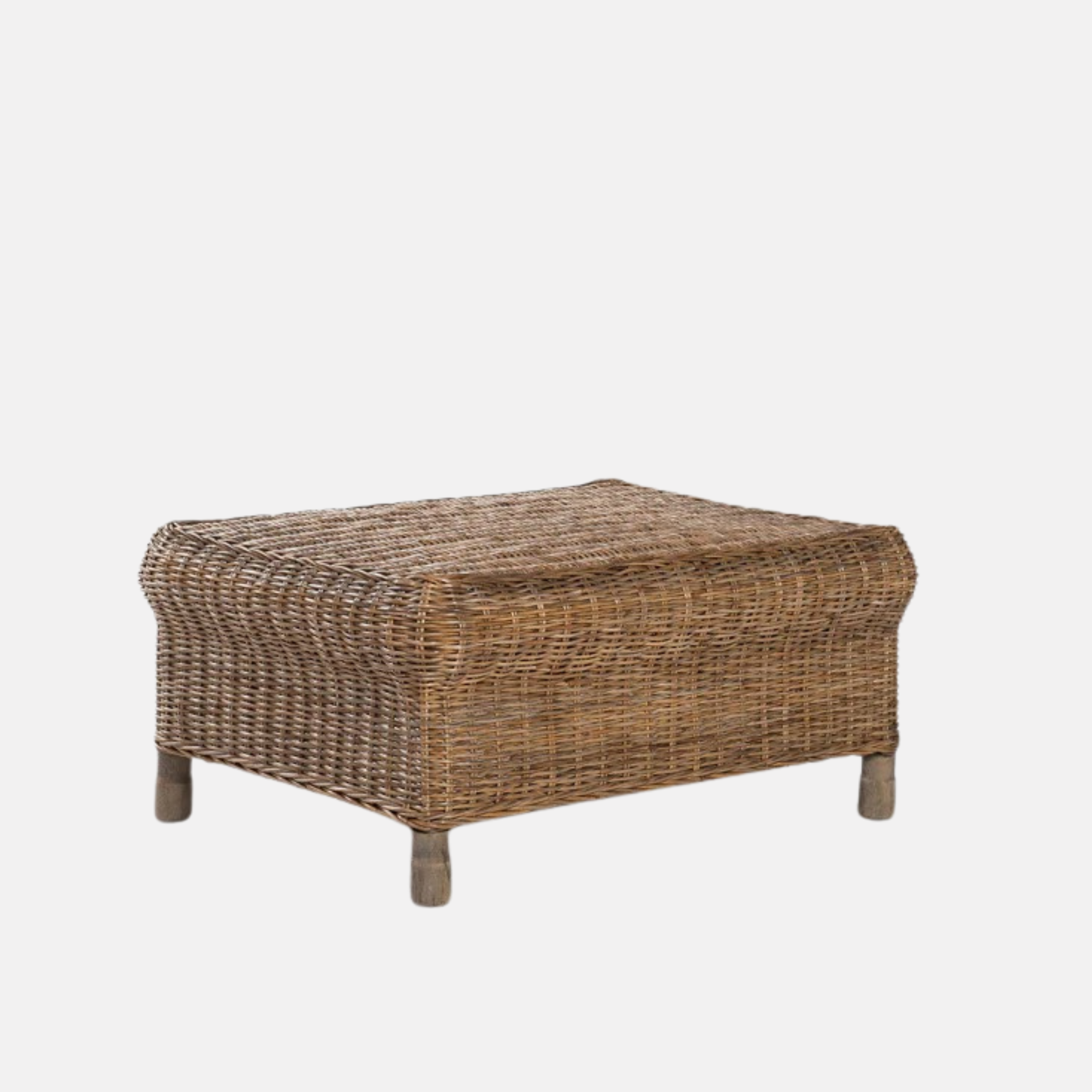Gable Rattan Ottoman - Pepper
