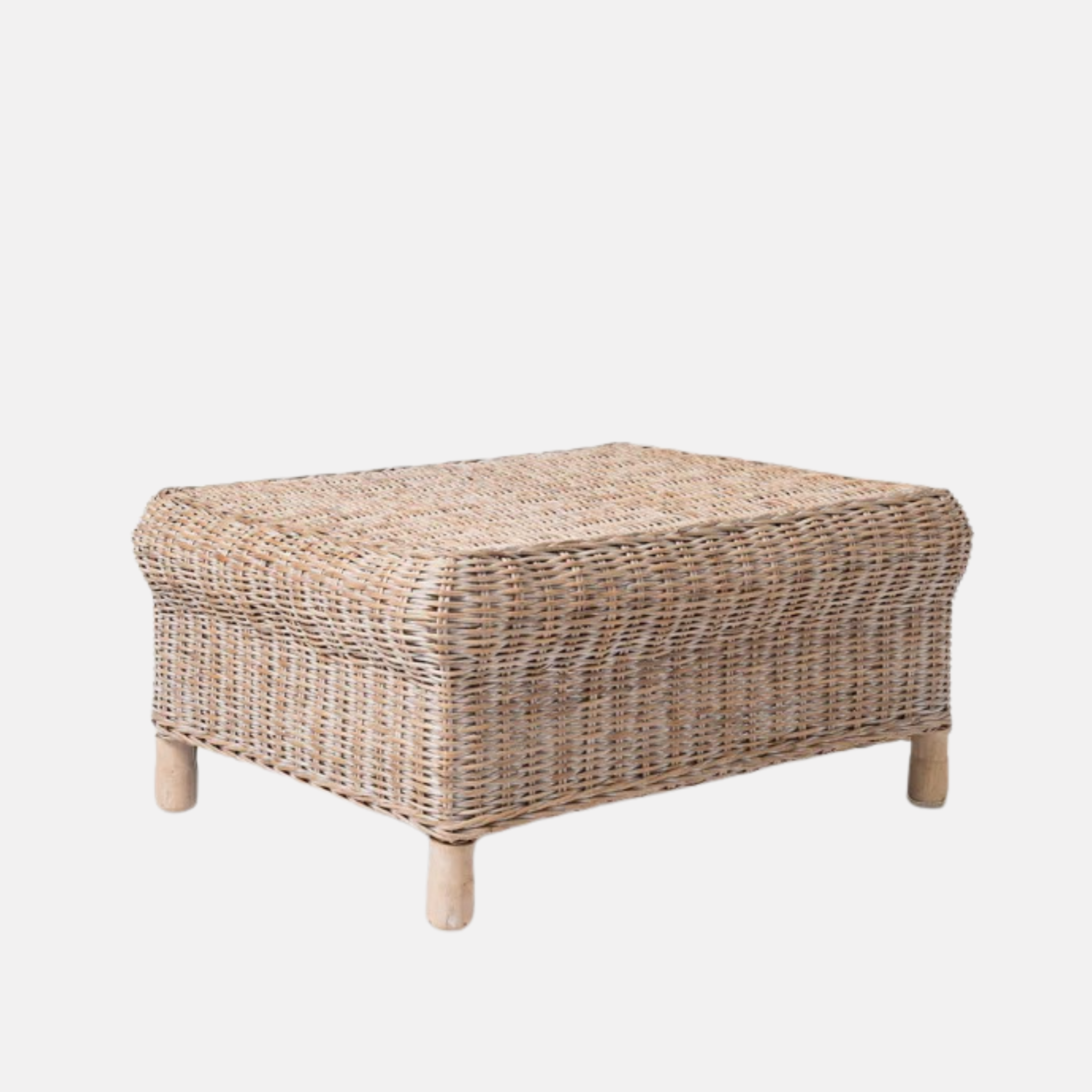 Gable Rattan Ottoman - Whitewash