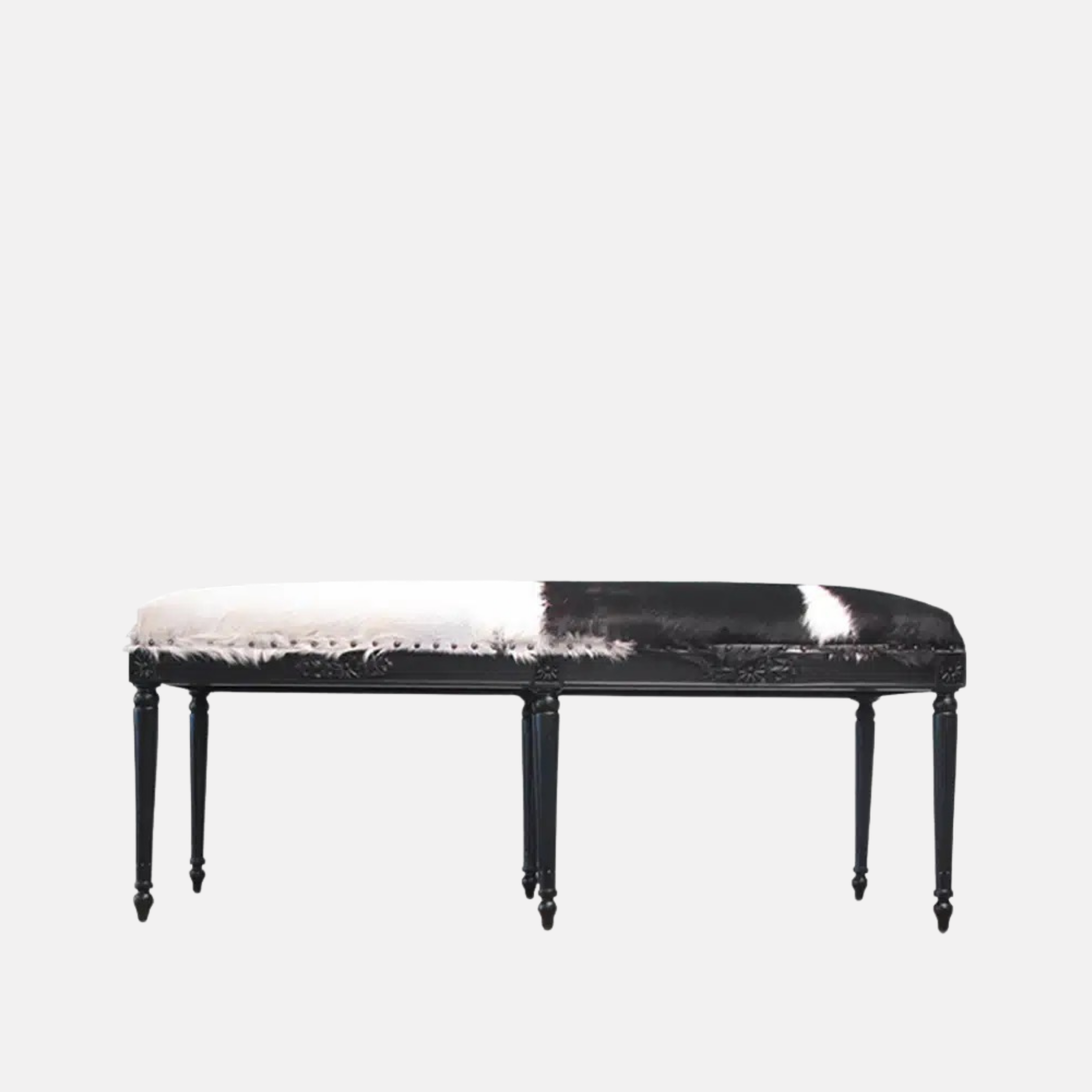 Goat Skin Bench - Black / White