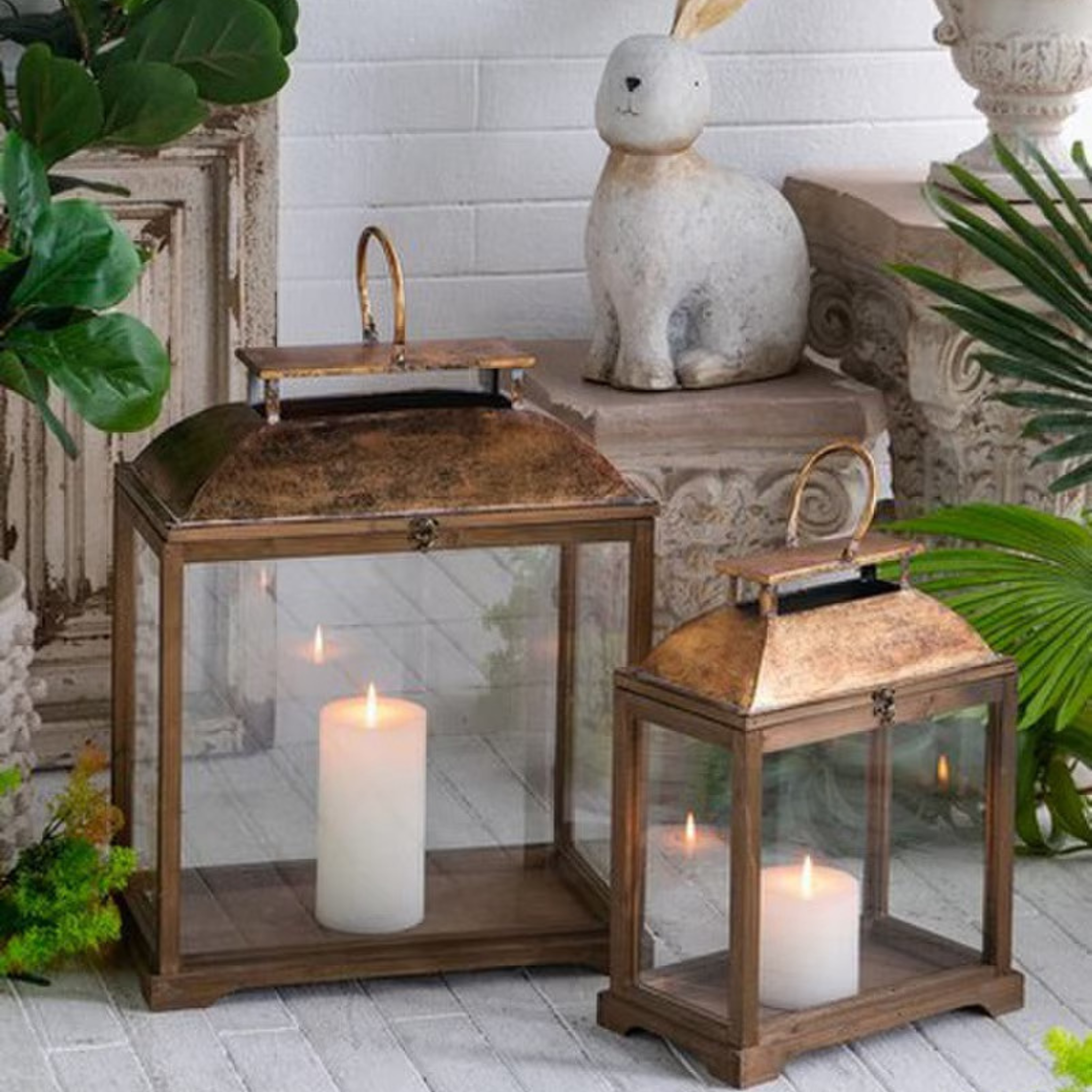 Set of Two Gold Lanterns