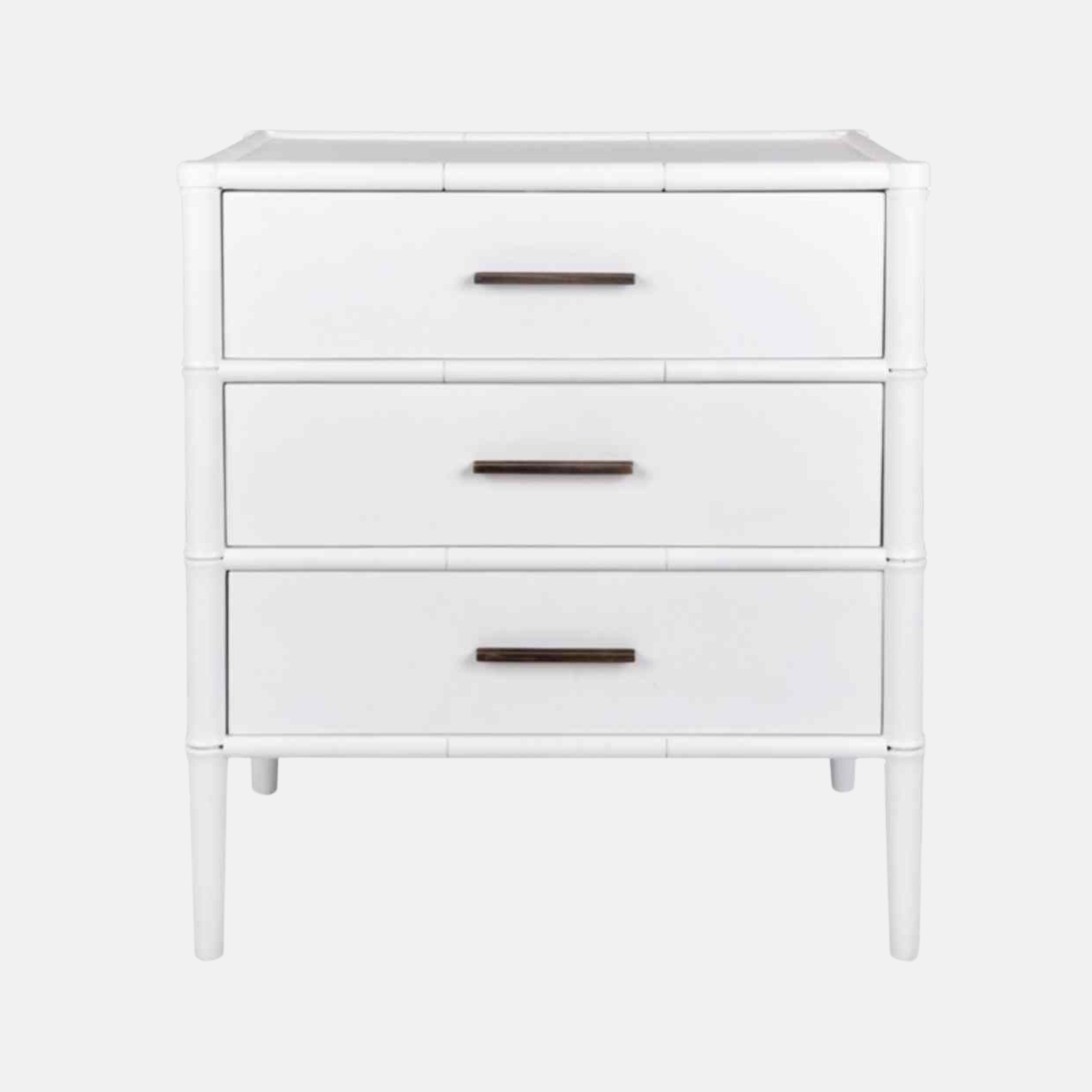 Bamboo Bedside Three Drawer - White
