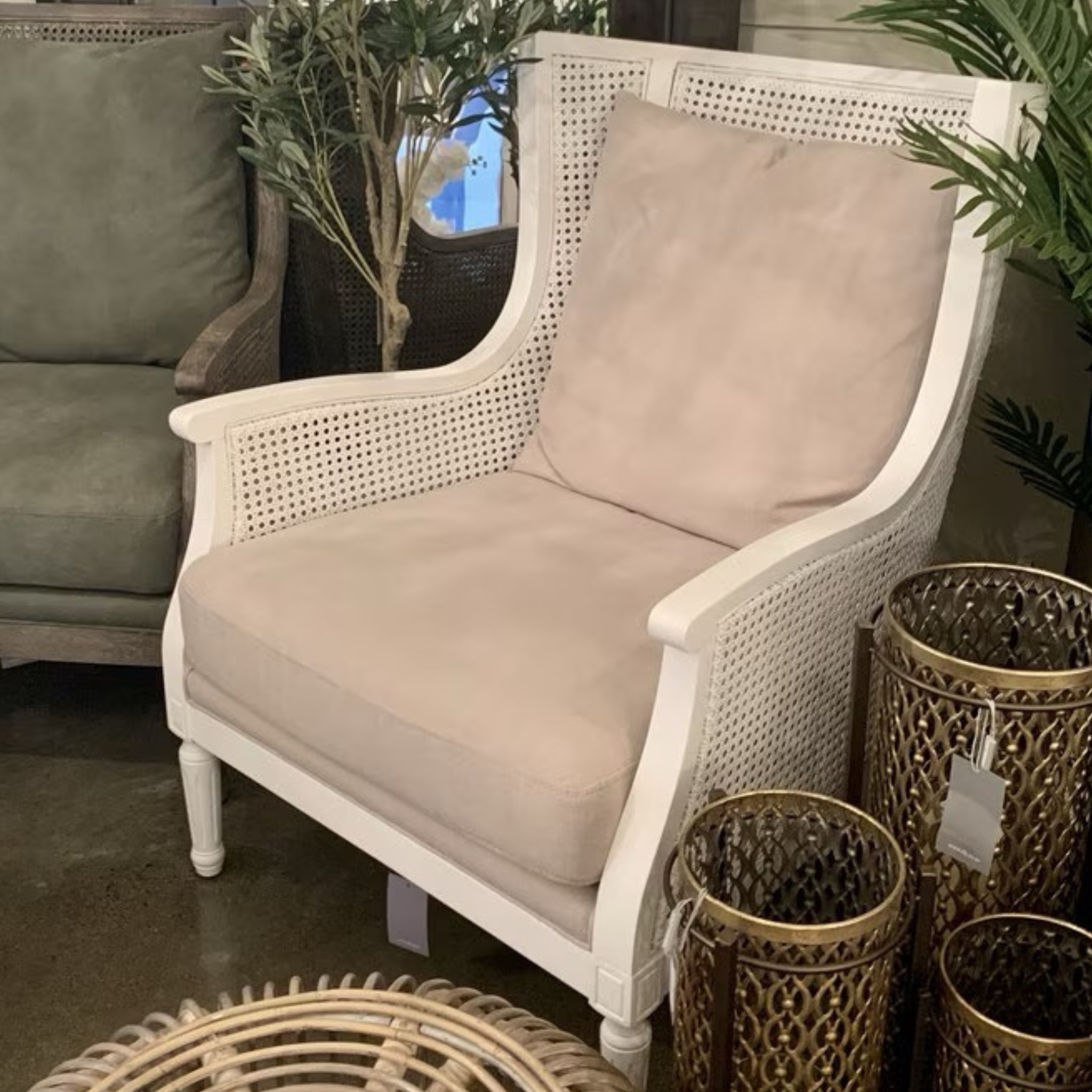 Hudson Rattan Armchair - Whitewash