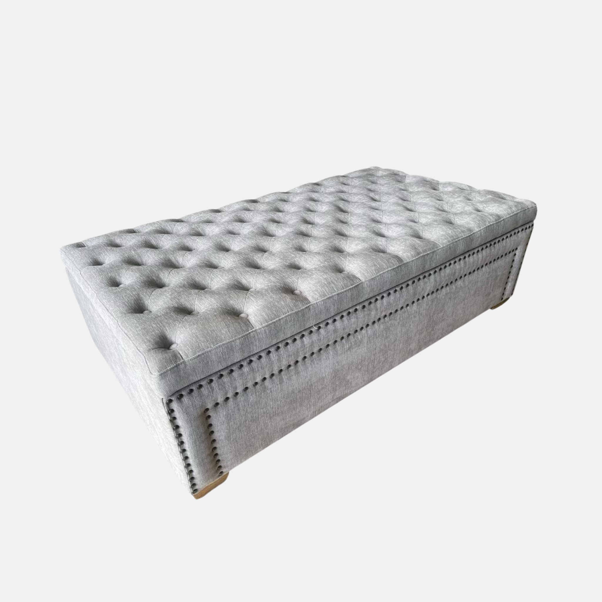 Emily Buttoned Ottoman - Grey