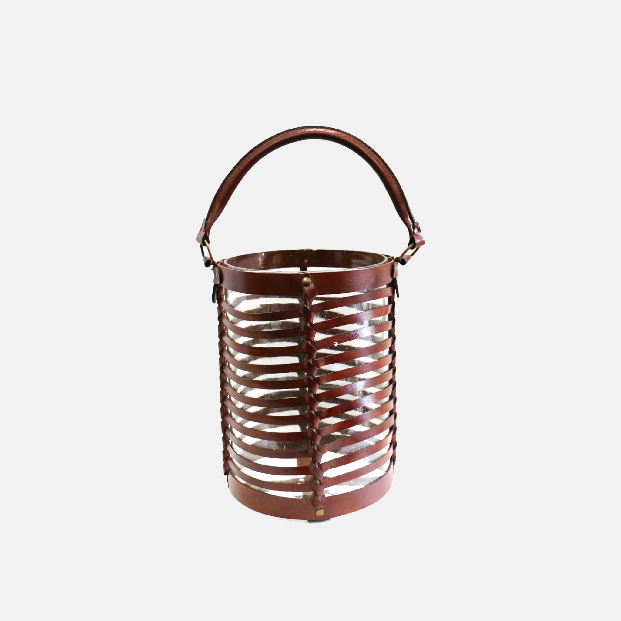 Calypso Woven Leather & Glass Hurricane