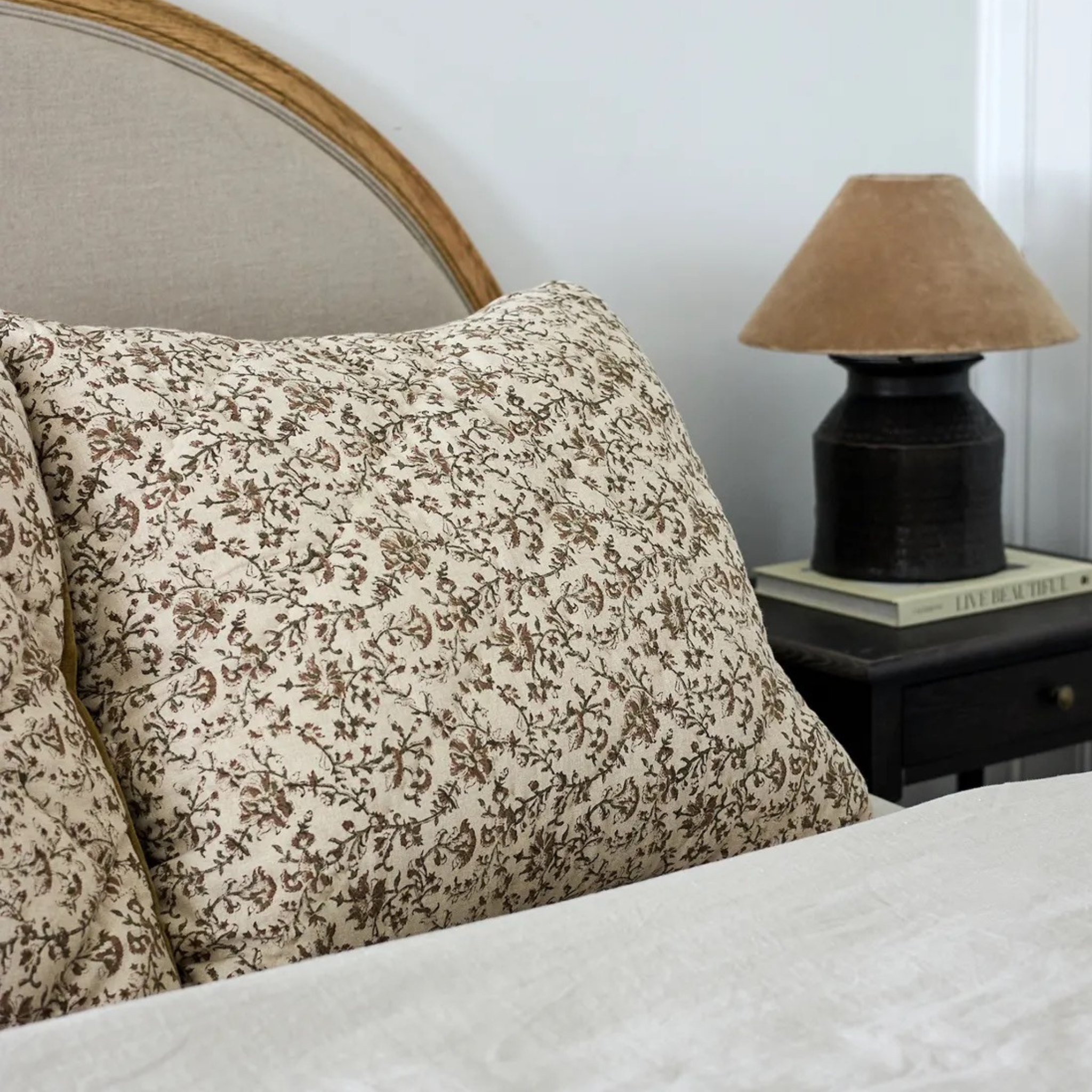 Lilibeth Floral Euro Covers (2PC) - Olive