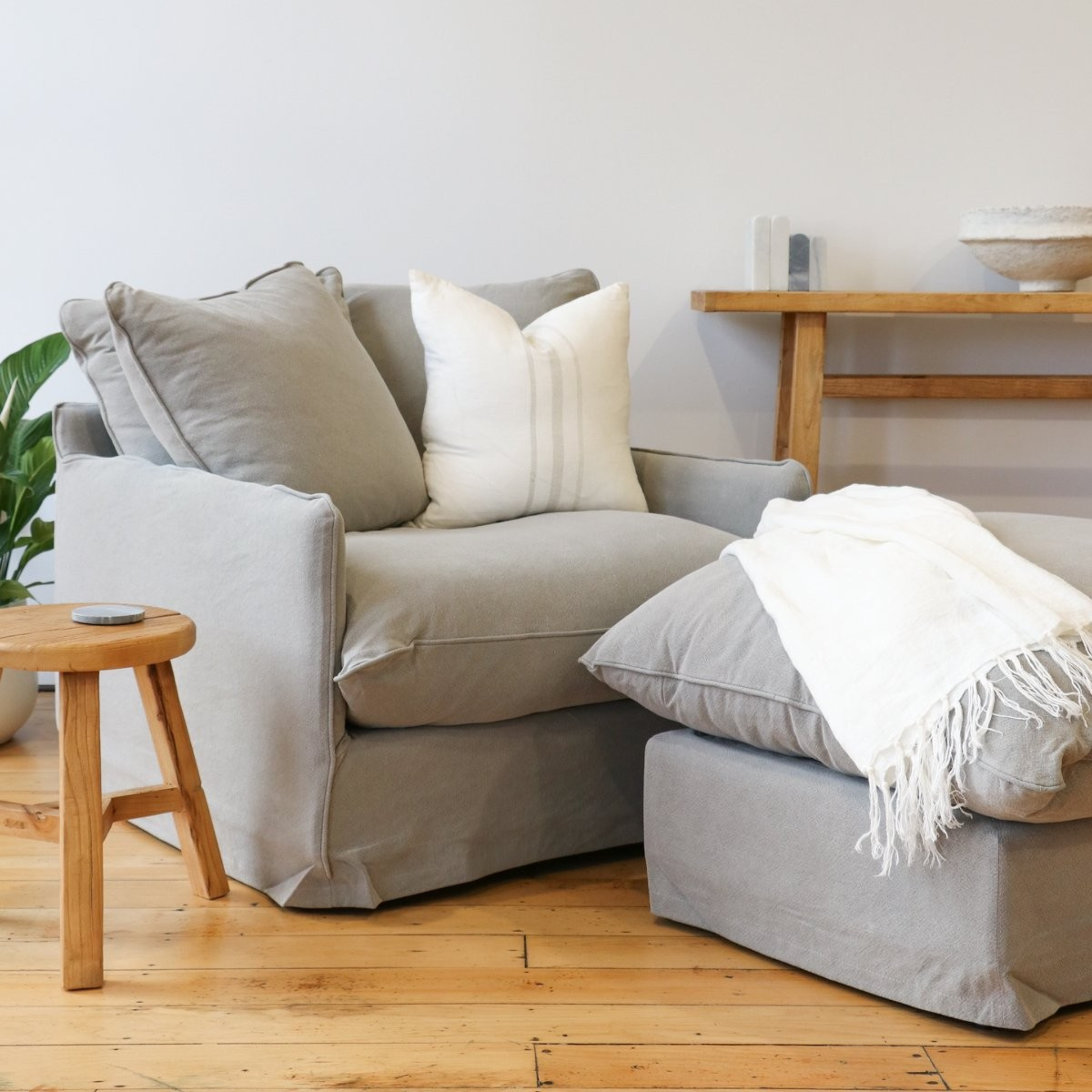 Lotus Slip Cover Armchair - Grey