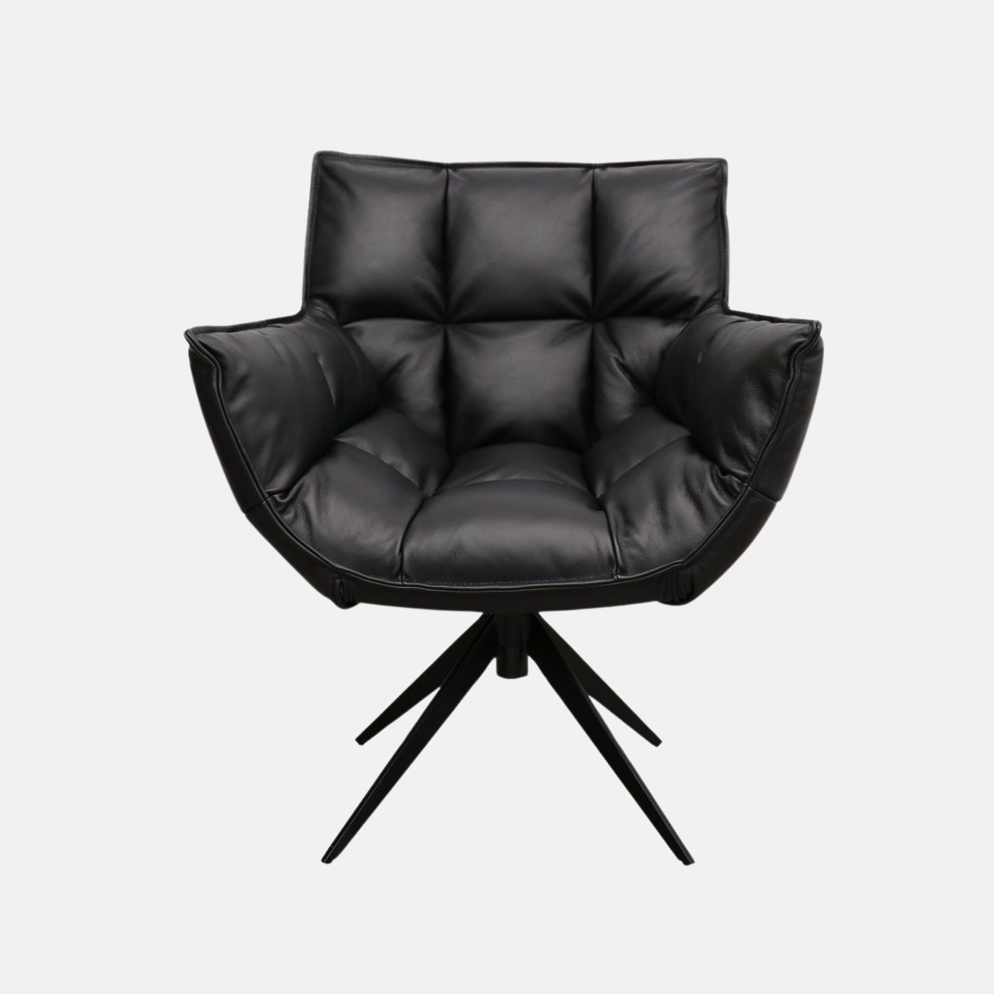 Memphis Leather Swivel Armchair- Black