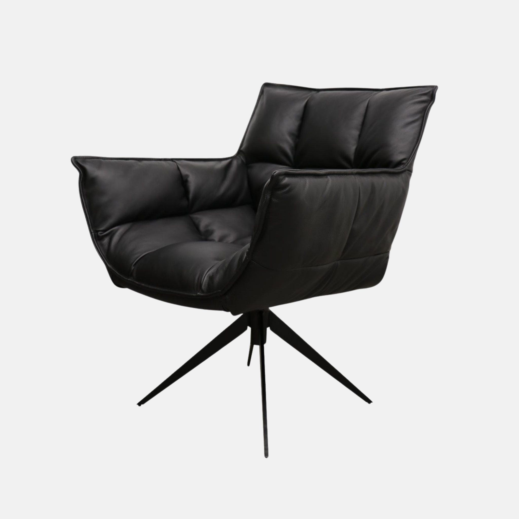 Memphis Leather Swivel Armchair- Black