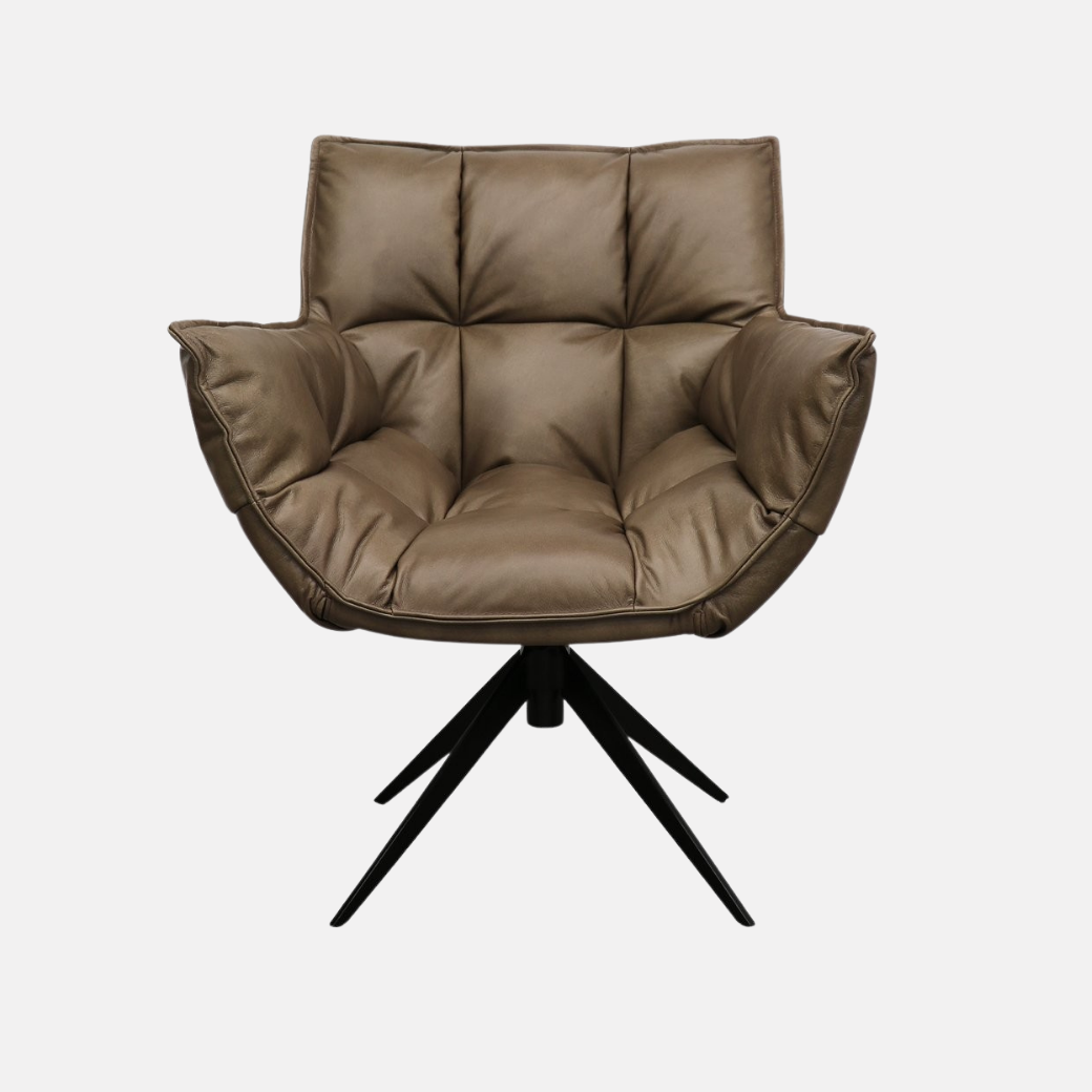 Memphis Leather Swivel Armchair - Brown