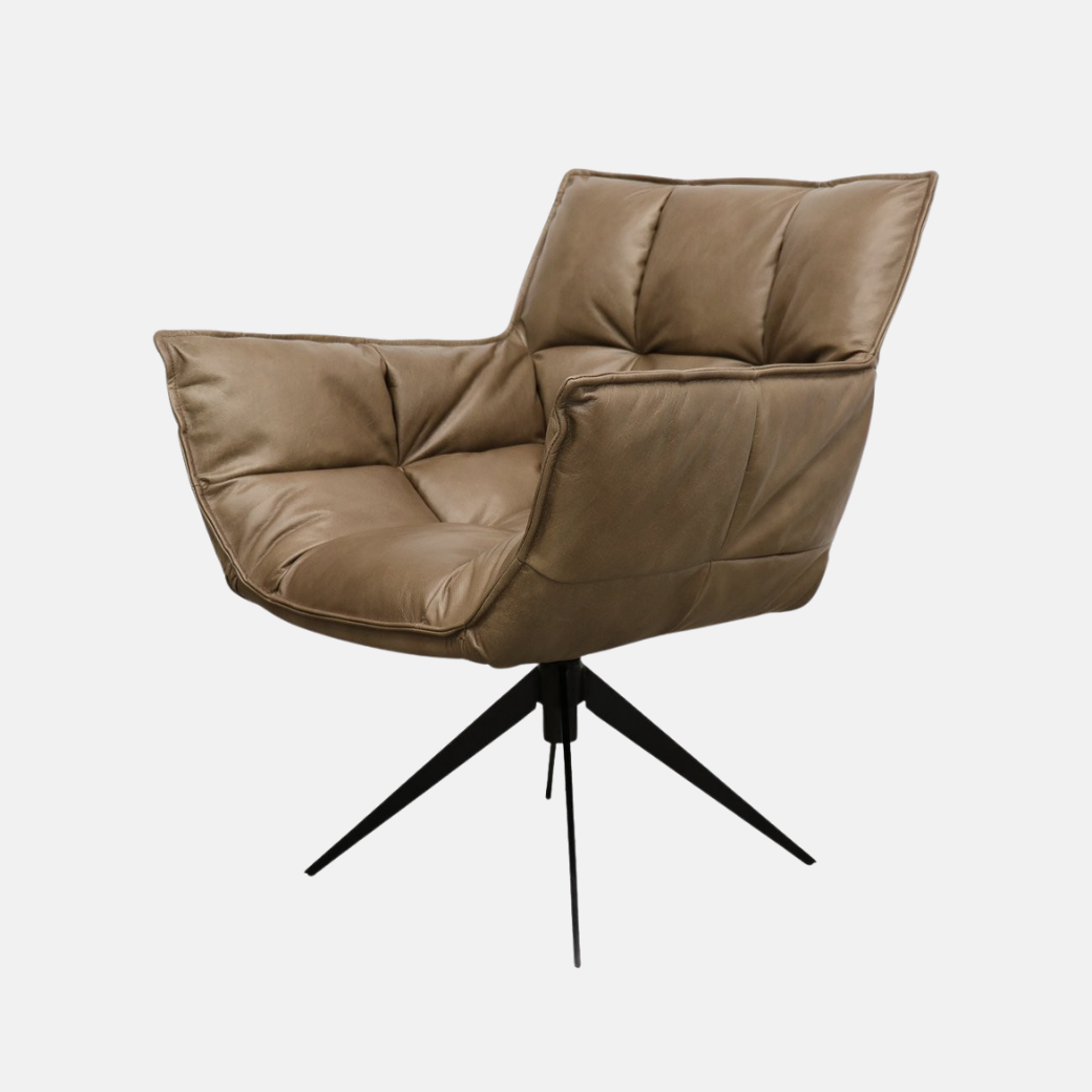 Memphis Leather Swivel Armchair - Brown