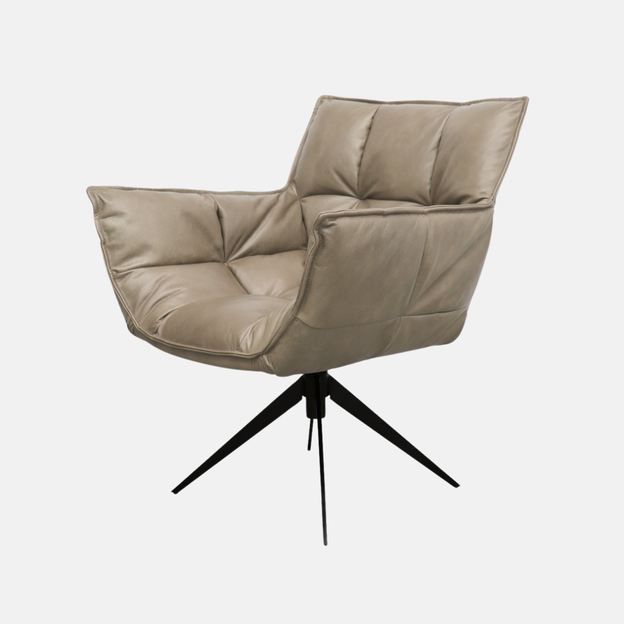 Memphis Leather Swivel Armchair - Beige