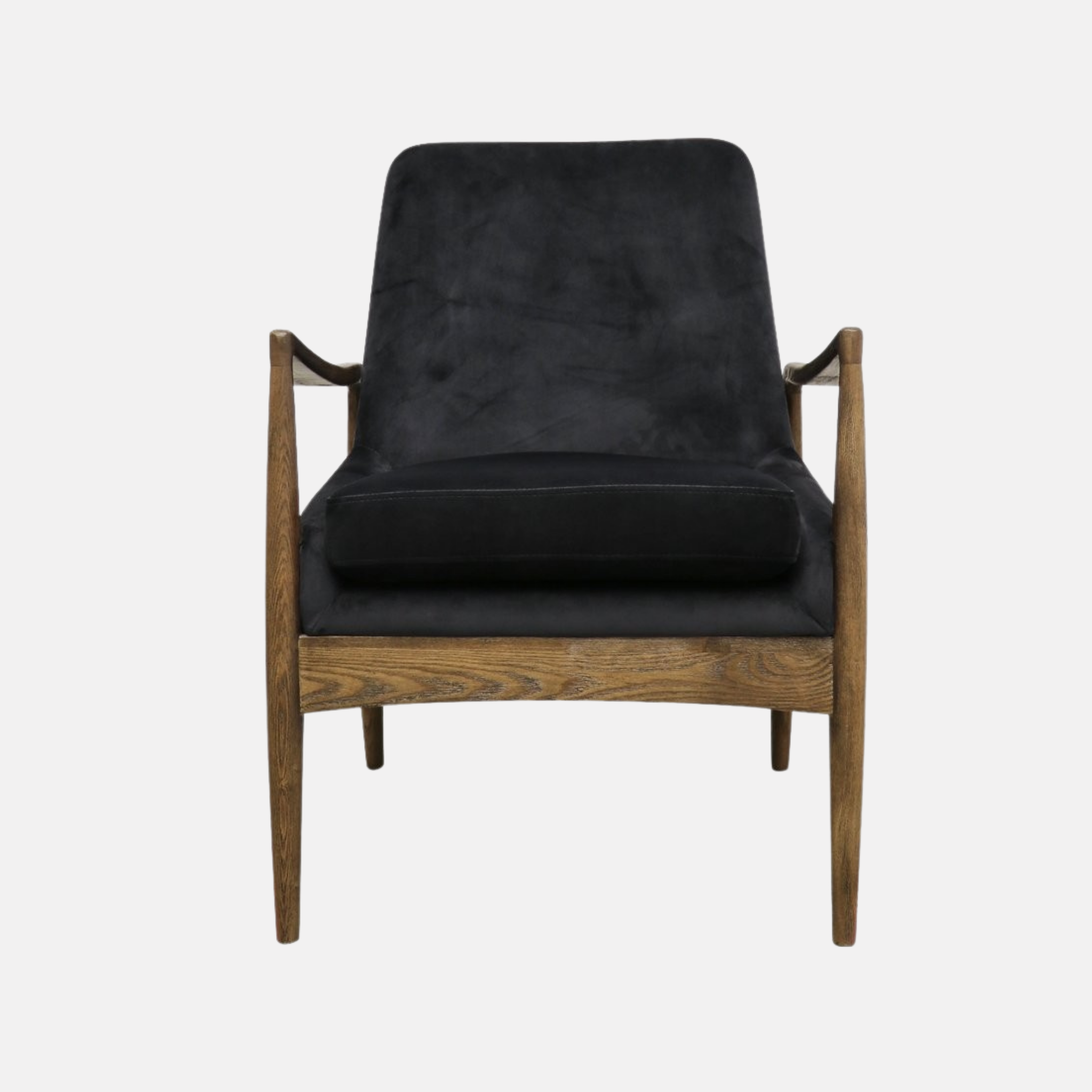 Morley Ash Wood Armchair - Navy Blue Velvet