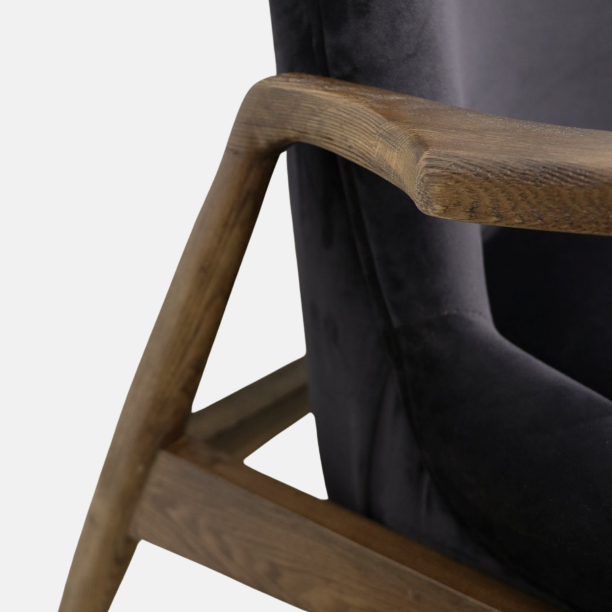 Morley Ash Wood Armchair - Navy Blue Velvet