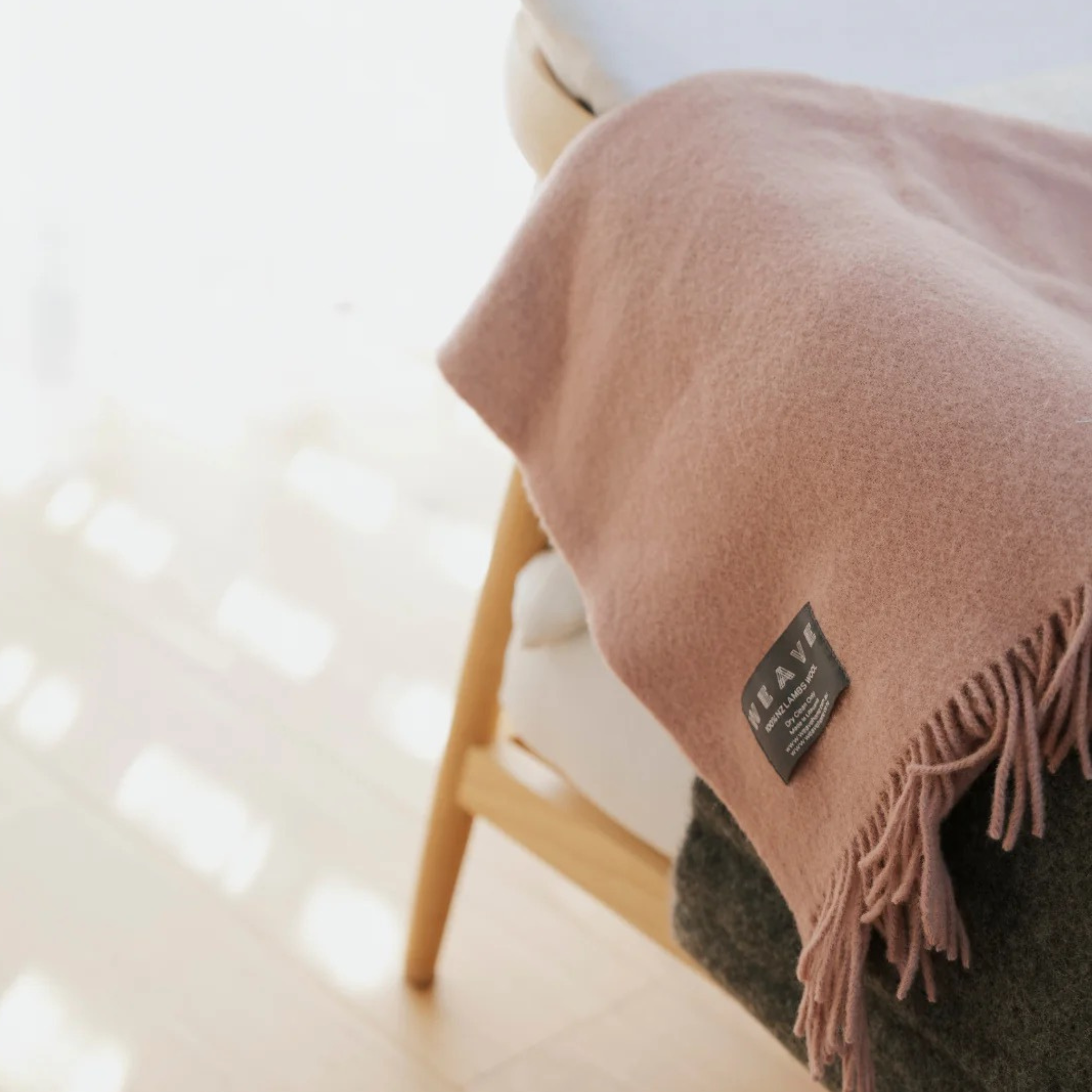 Nevis 100% NZ Lambswool Throw - Blush