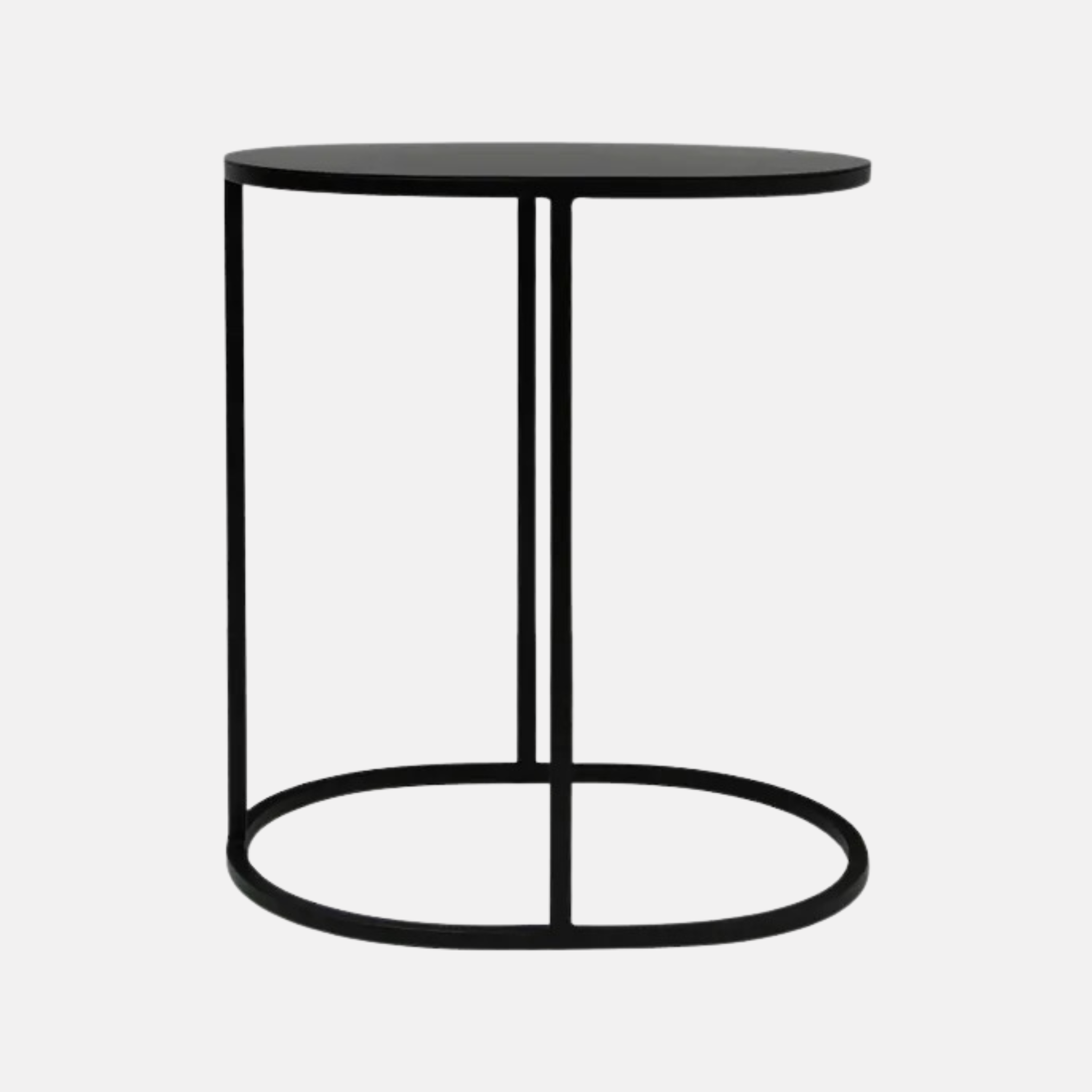 Iron Oval Side Table - Black