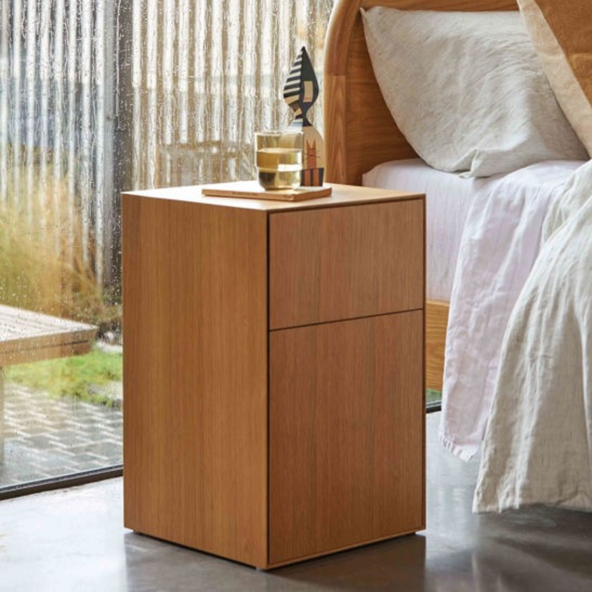 Plinth Bedside Table - Oak