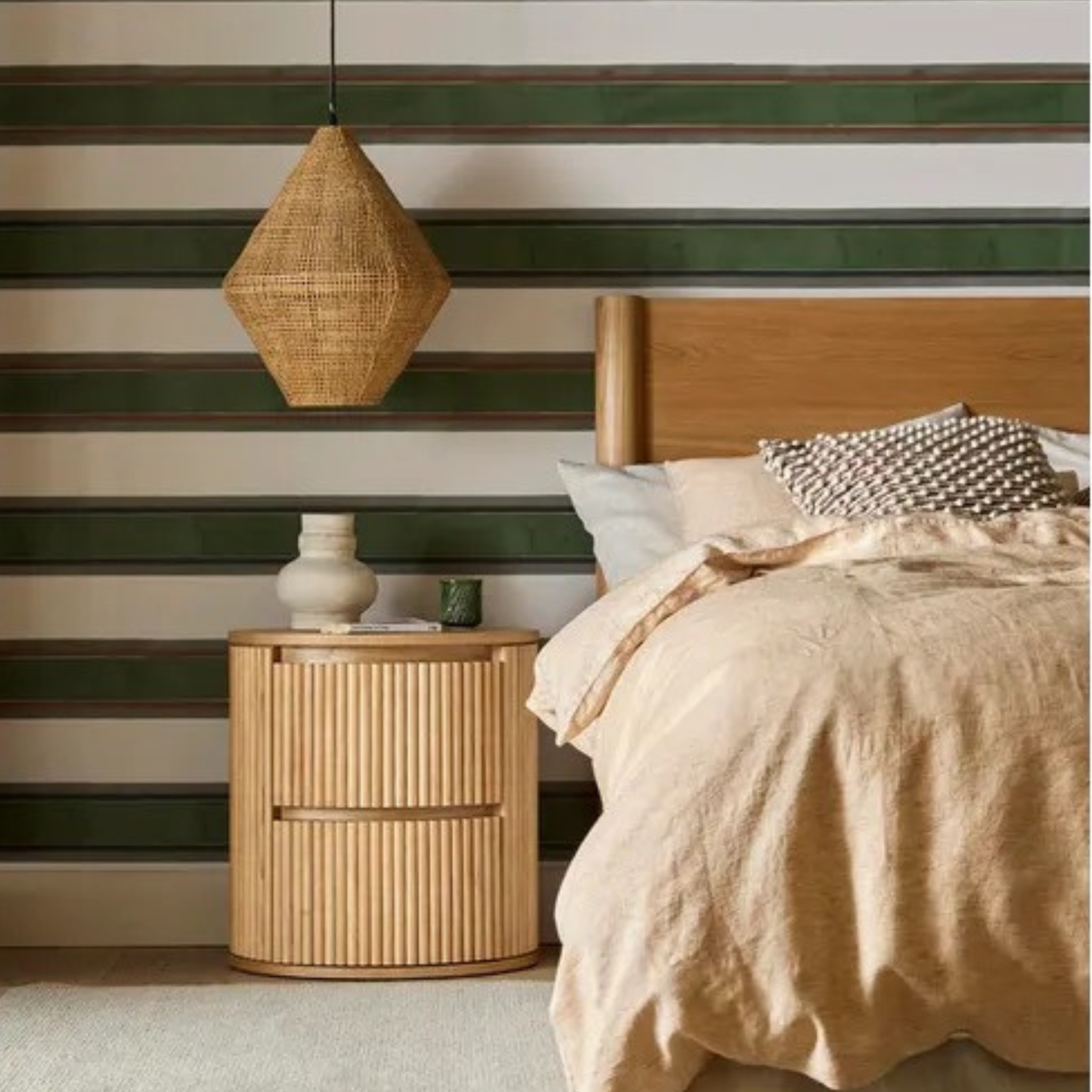 Benjamin Round Ripple Bedside - Natural Oak