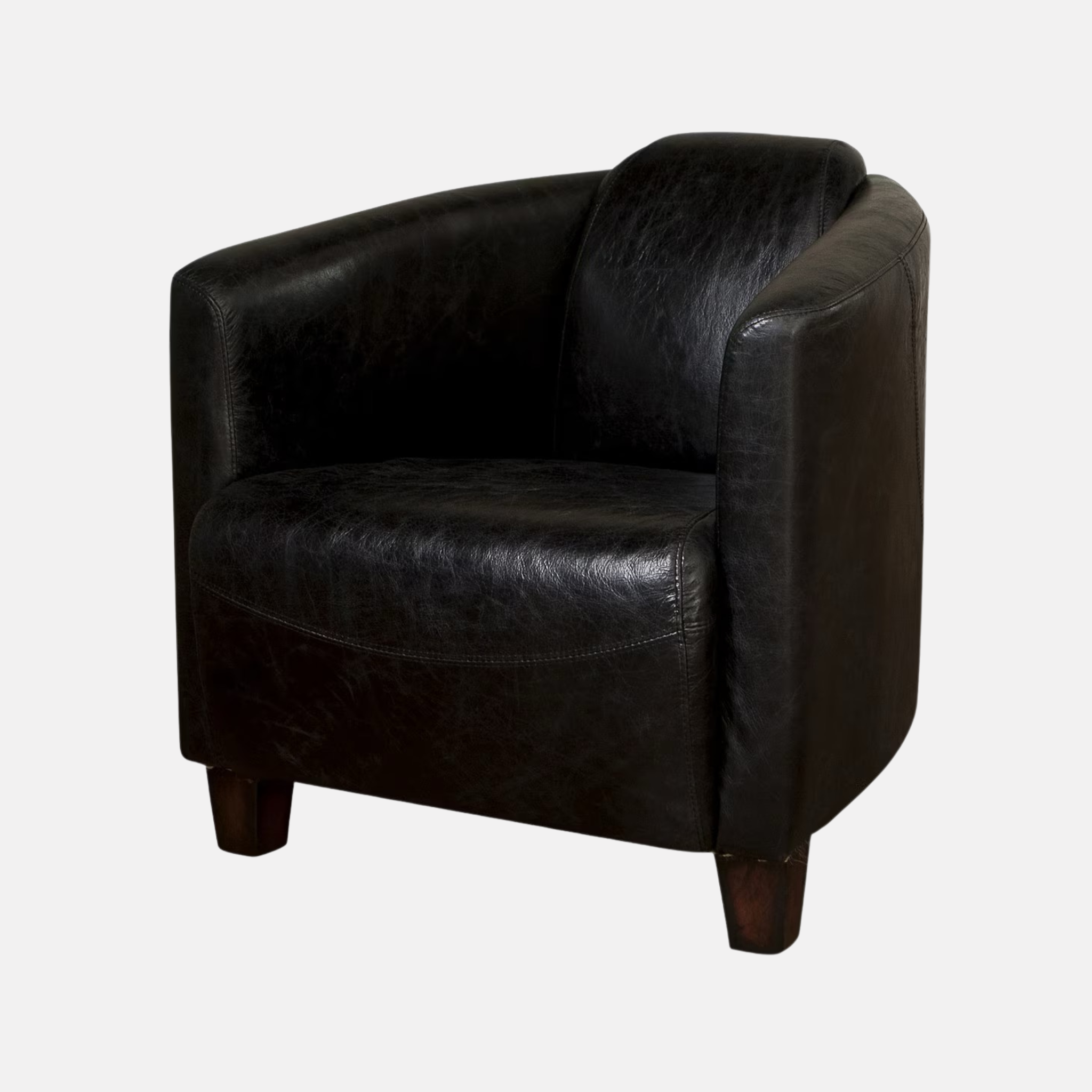 Rocket Leather Tub Armchair - Black