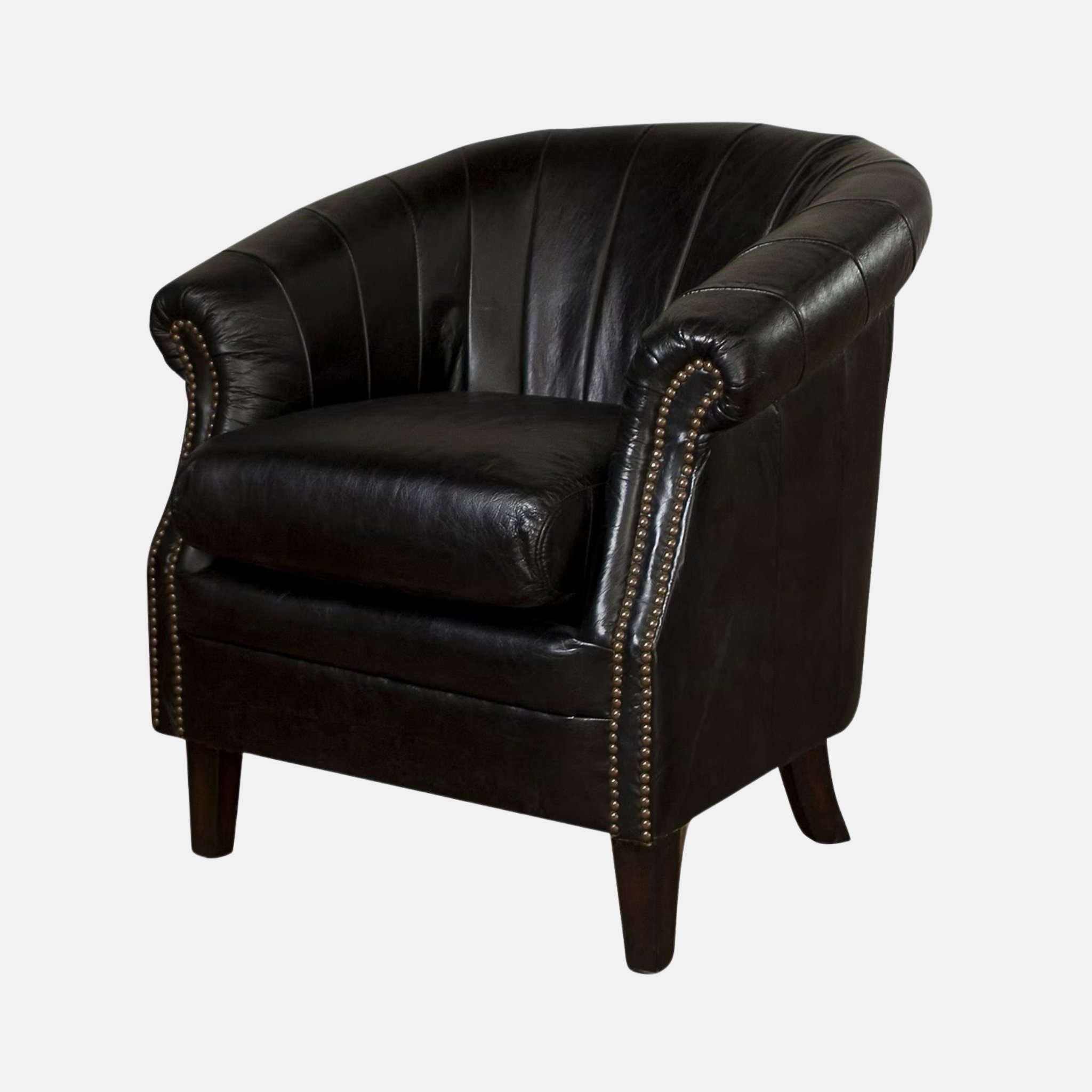 Roosevelt Leather Tub Armchair - Black