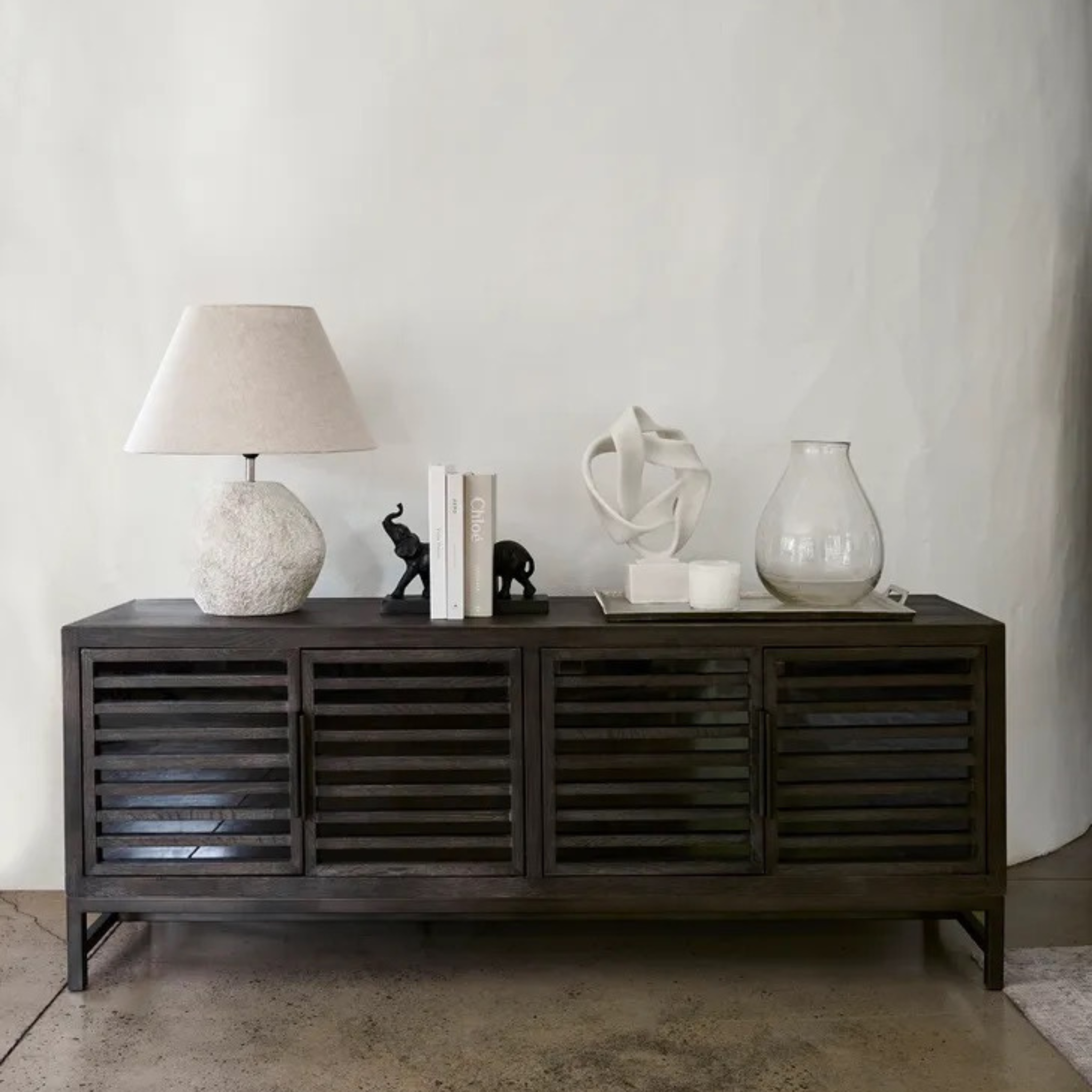 Slatted Dark Oak Sideboard / Entertainment