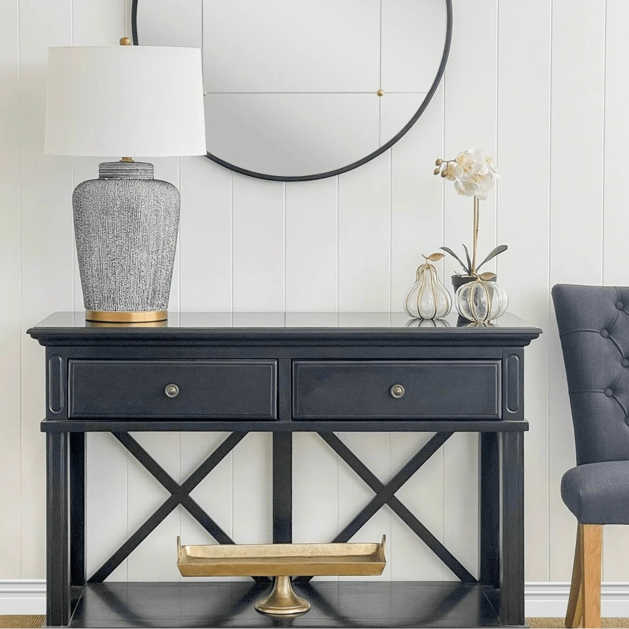 Sorrento Two Drawer Console - Black