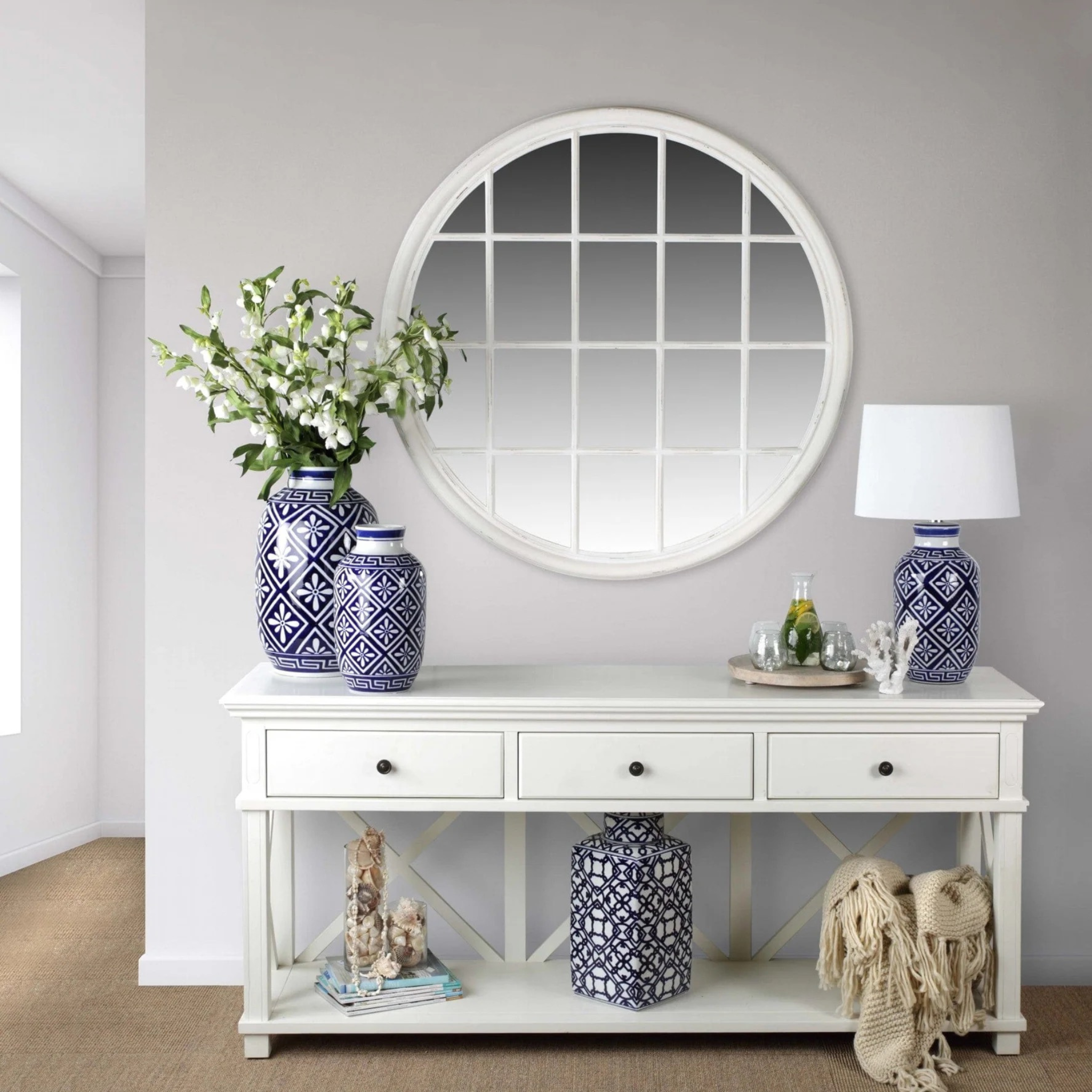 Sorrento Three Drawer Console - White