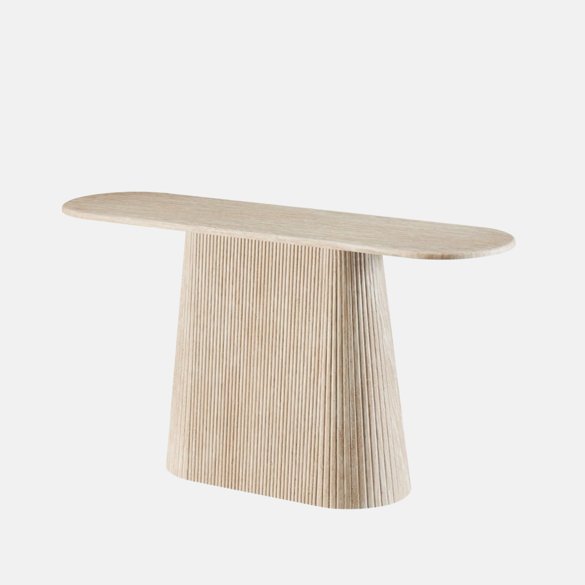 Travertine Oval Console